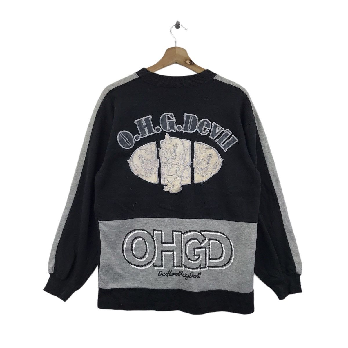 Vintage OHG DEVIL Stedman Spit FireBlack Grey Sweatshirt Size US M / EU 48-50 / 2 - 1 Thumbnail