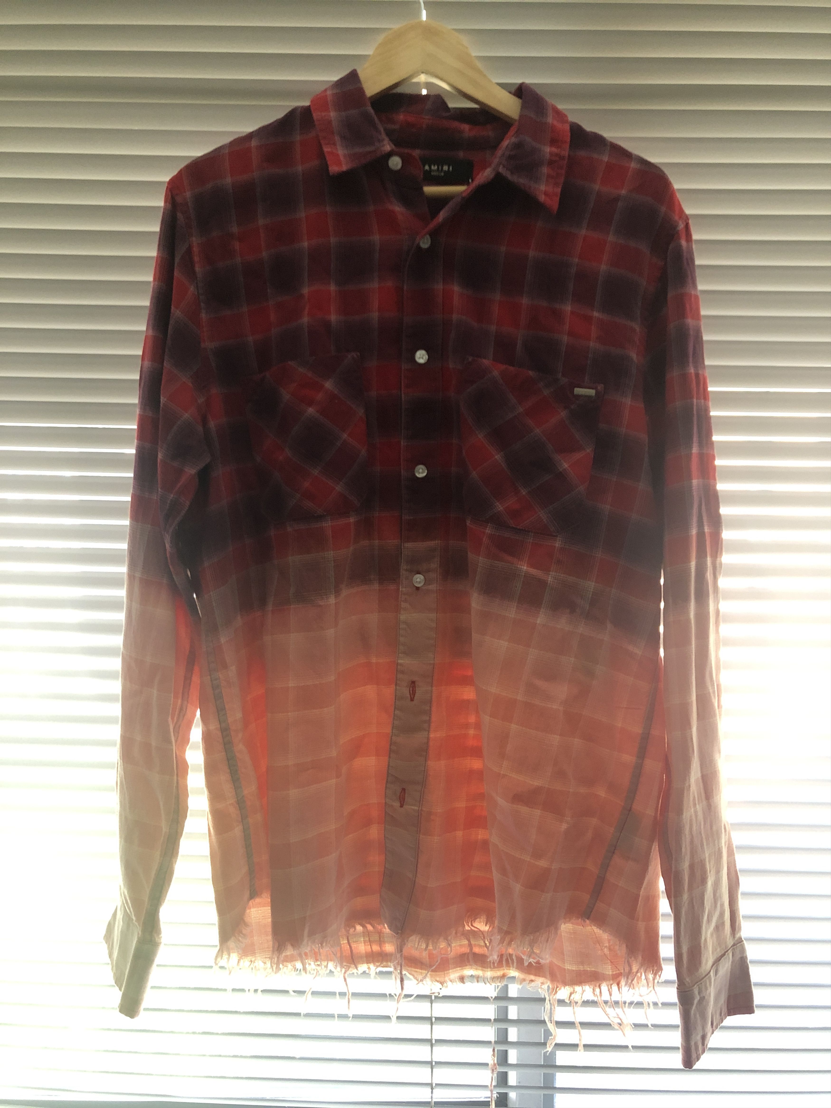 Amiri $750 NEW AMIRI Bleached Check Print Flannel Red cotton Size US M / EU 48-50 / 2 - 1 Thumbnail