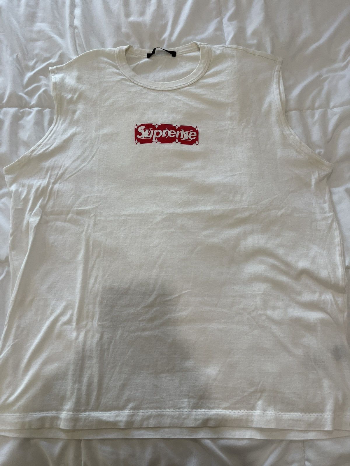 image of Supreme X Louis Vuitton Box Logo T-Shirt in White, Men's (Size XL)