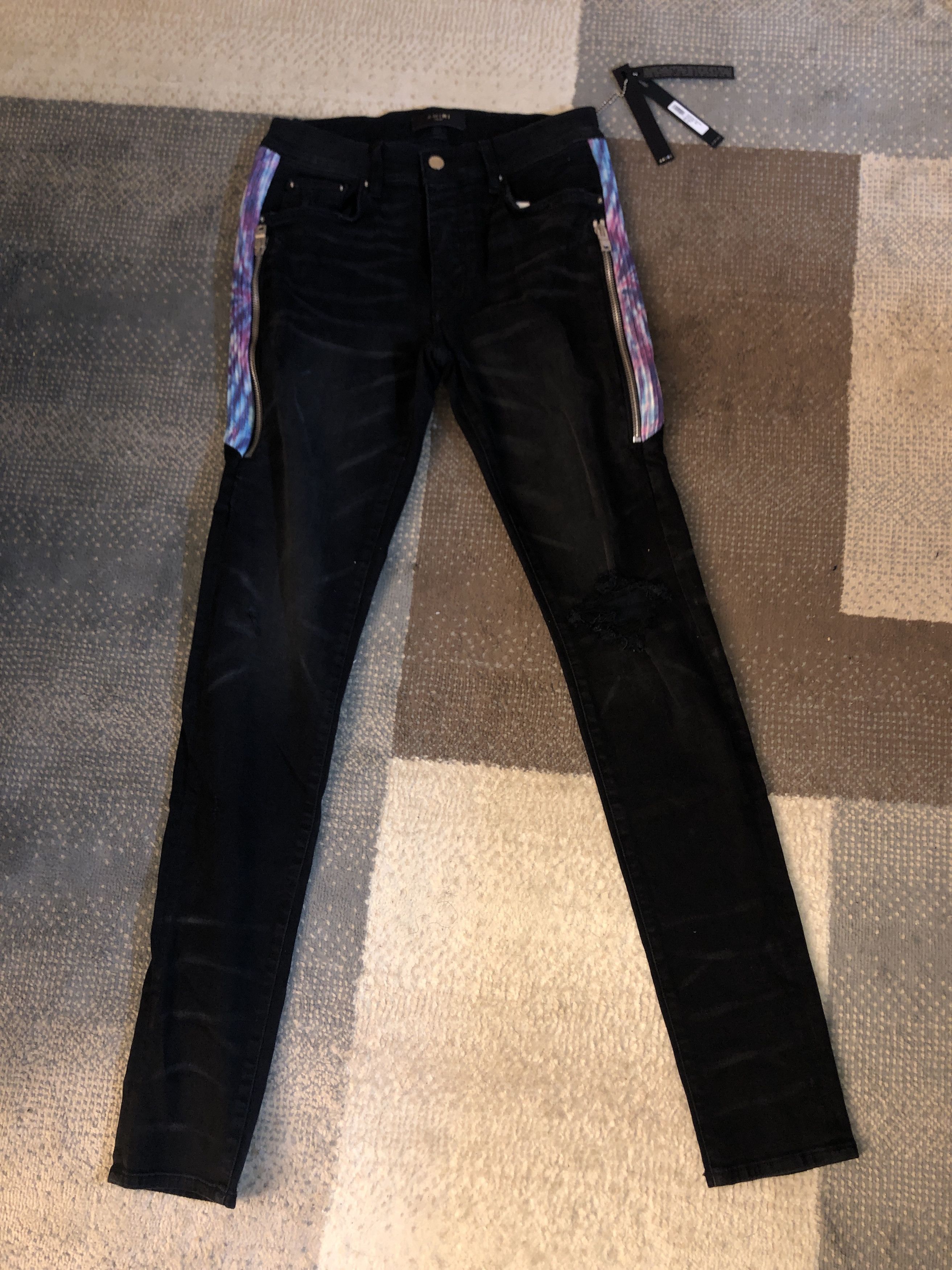 Amiri New AMIRI Half Track Skinny-Fit Tie Dye Jeans Aged Black Size US 30 / EU 46 - 1 Thumbnail