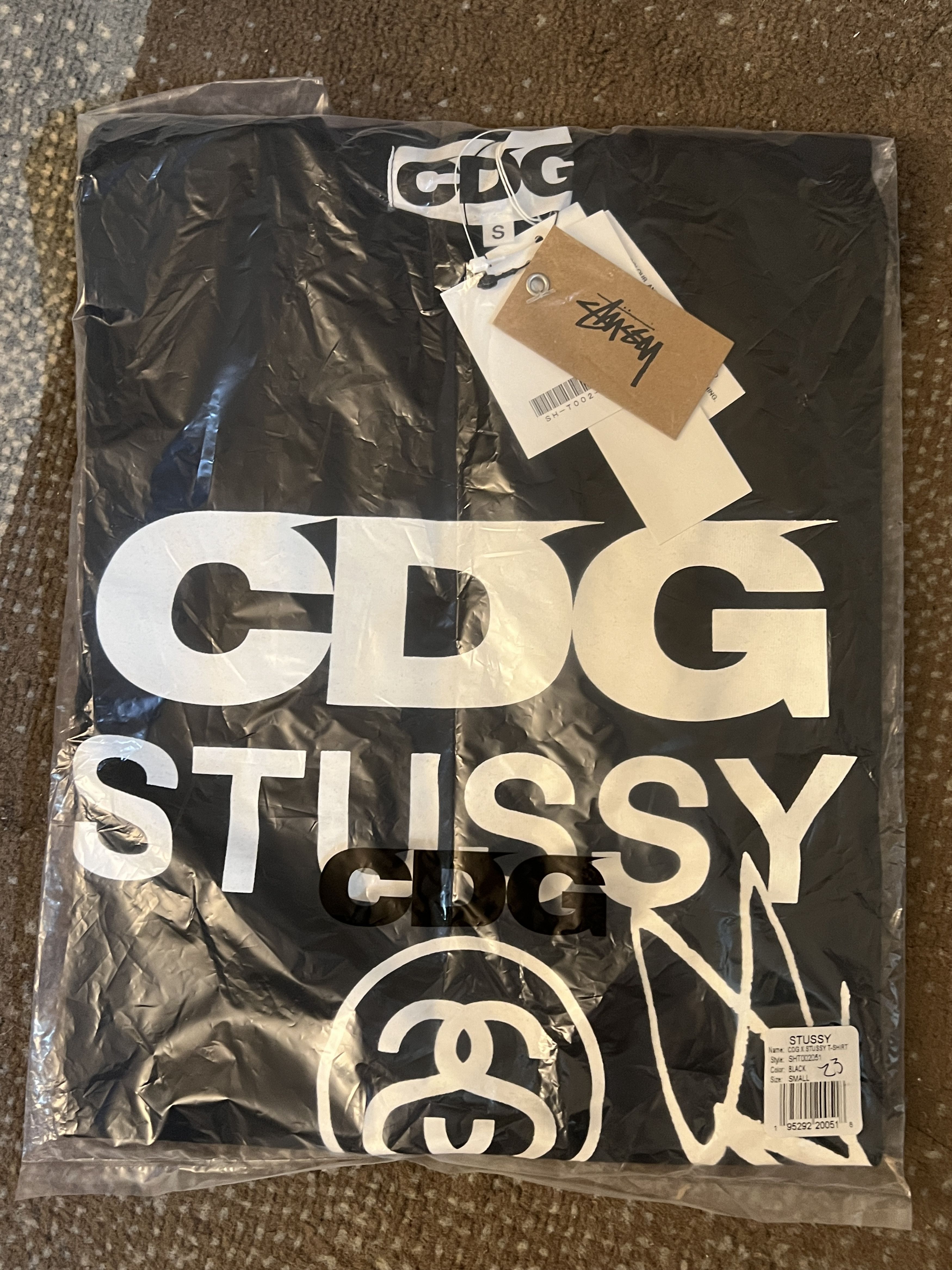 image of New Stussy X Cdg Comme Des Garcons Tee Cotton Japan Black, Men's (Size Small)