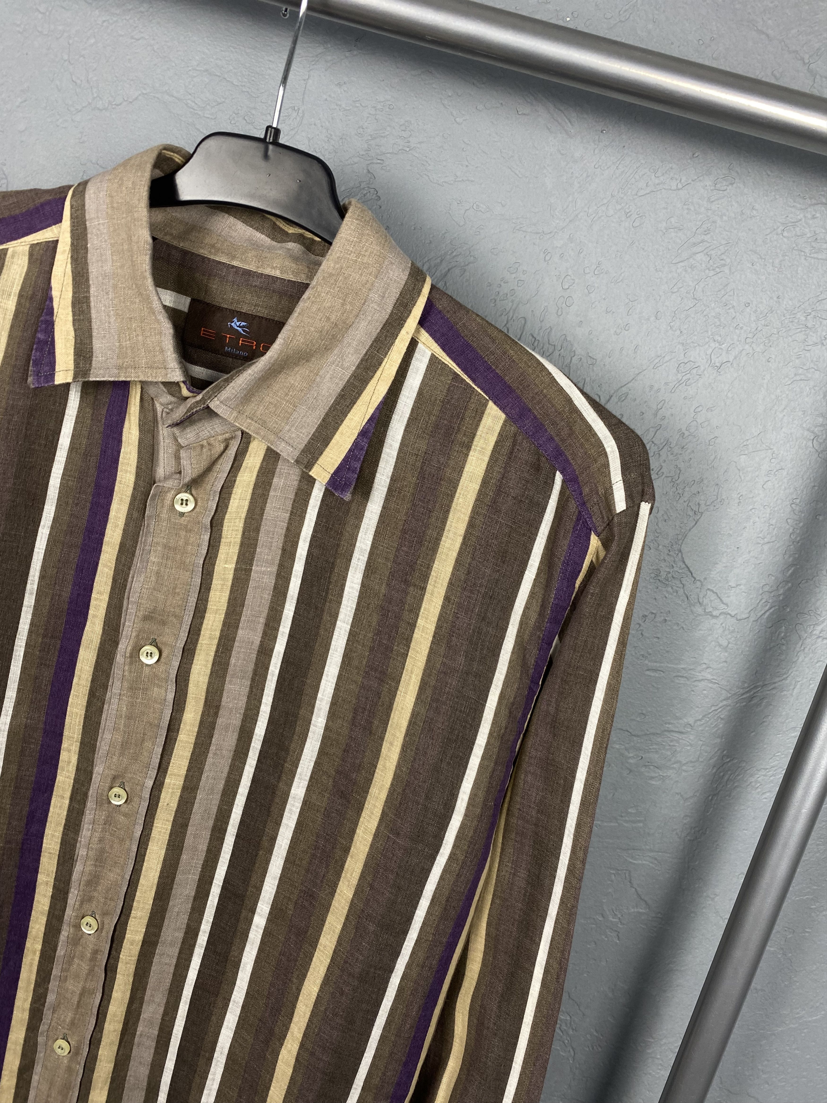 Etro Etro Milano 100% Linen Mens Long Sleeve Shirt Size US L / EU 52-54 / 3 - 2 Thumbnail