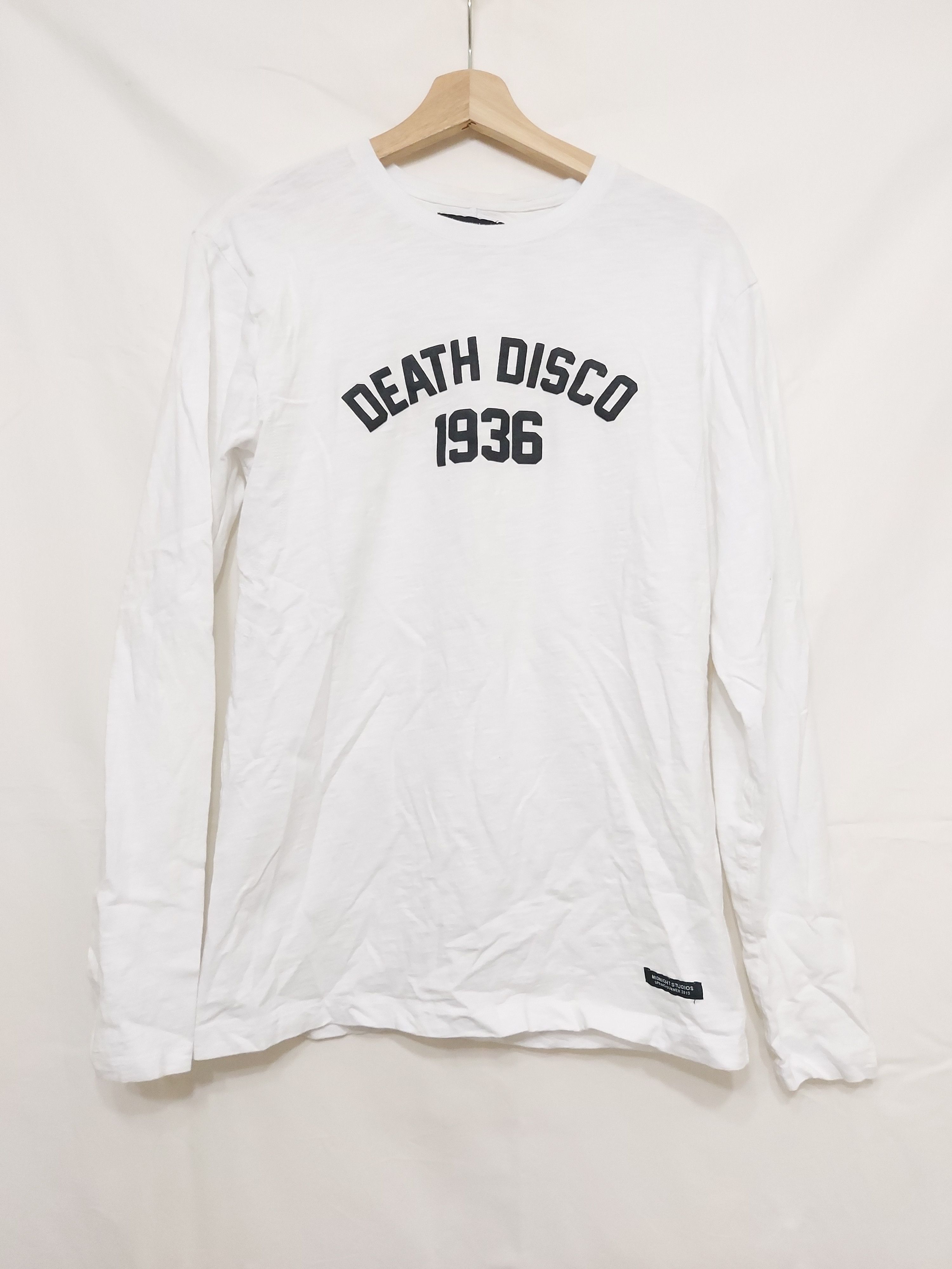 Image of Midnight Studios Ss15 Death Disco 1936 Long Sleeve T Shirt in White Black, Men's (Size Small)