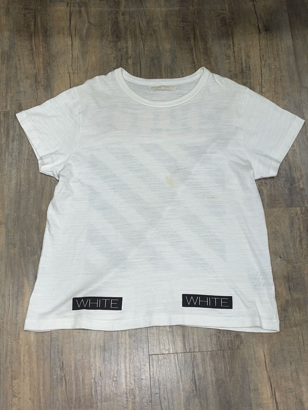 Off-White RARE Off-White Orange Box Logo Diagonals White Tee Oversized Size US S / EU 44-46 / 1 - 2 Thumbnail