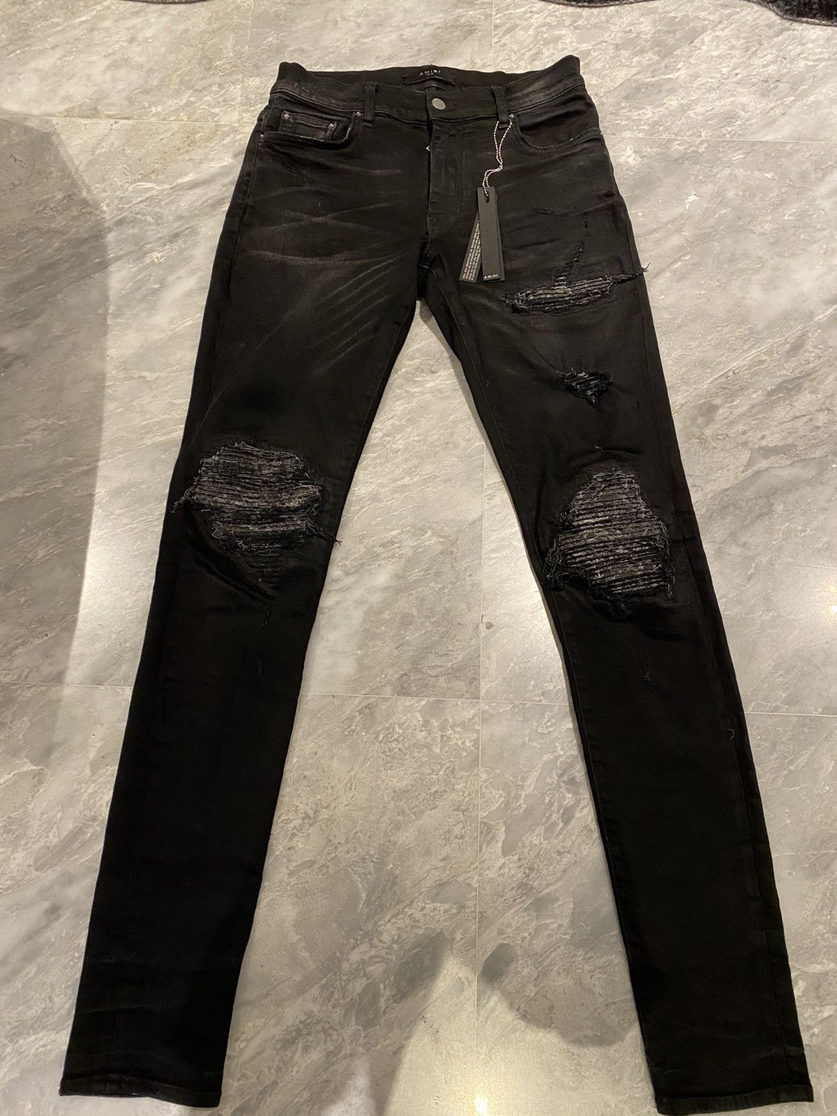 image of Amiri Age Black Bandana Mx1 Jeans, Men's (Size 30)