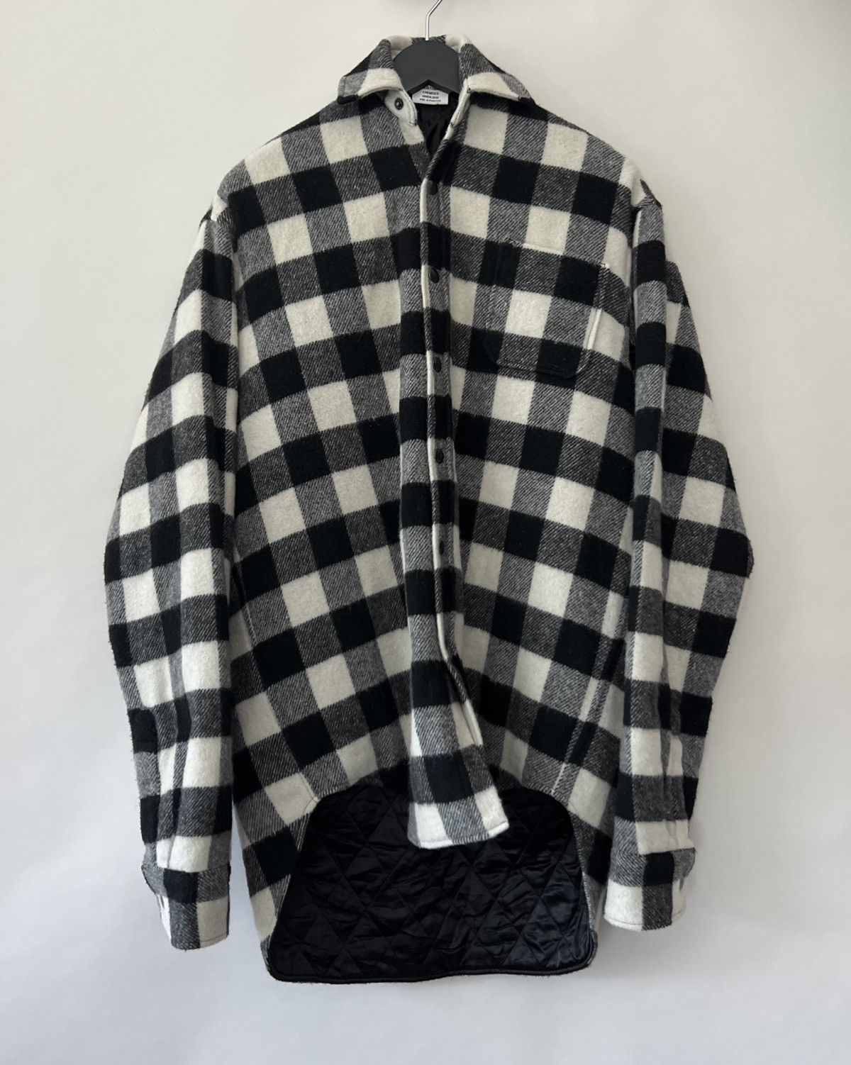 image of Vetements Fw16 Plaid Flannel Shirt in Black/White, Men's (Size Small)