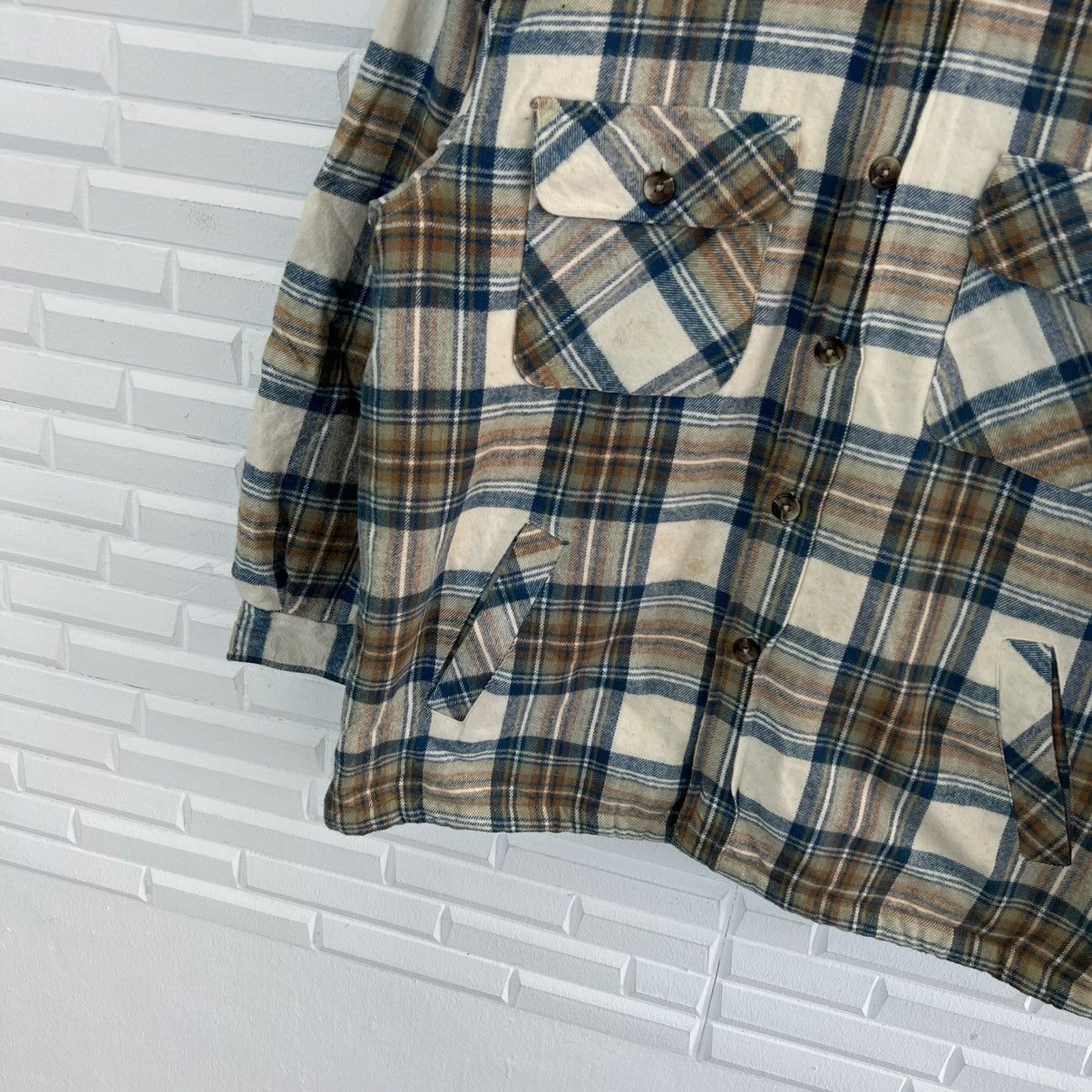 RARE VINTAGE SEAHOP FLANNEL JACKET TARTAN DESIGN WORKER WEAR