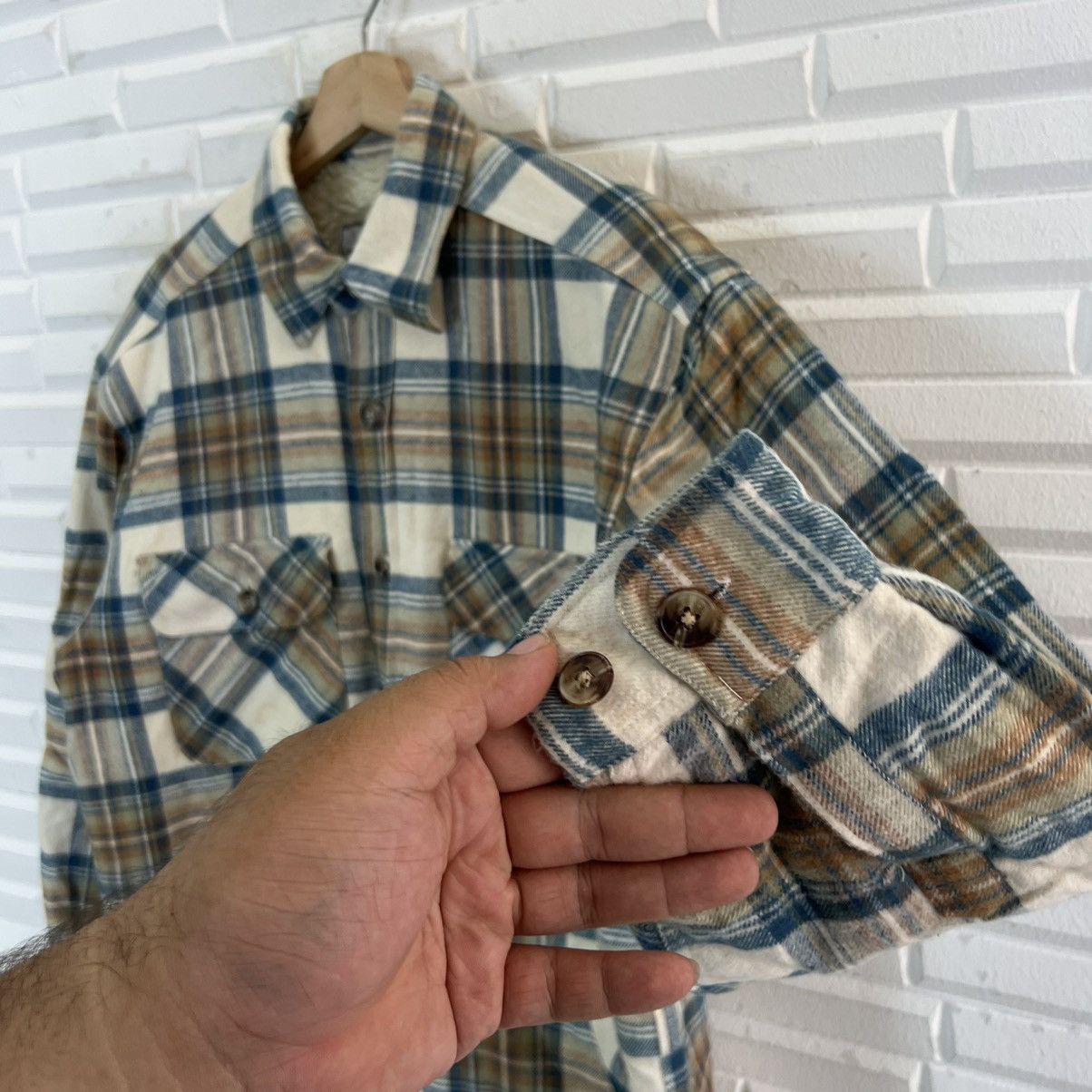 RARE VINTAGE SEAHOP FLANNEL JACKET TARTAN DESIGN WORKER WEAR