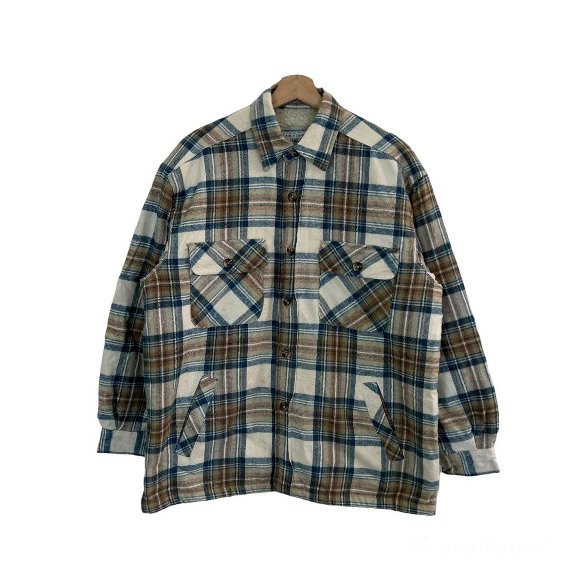 RARE VINTAGE SEAHOP FLANNEL JACKET TARTAN DESIGN WORKER WEAR