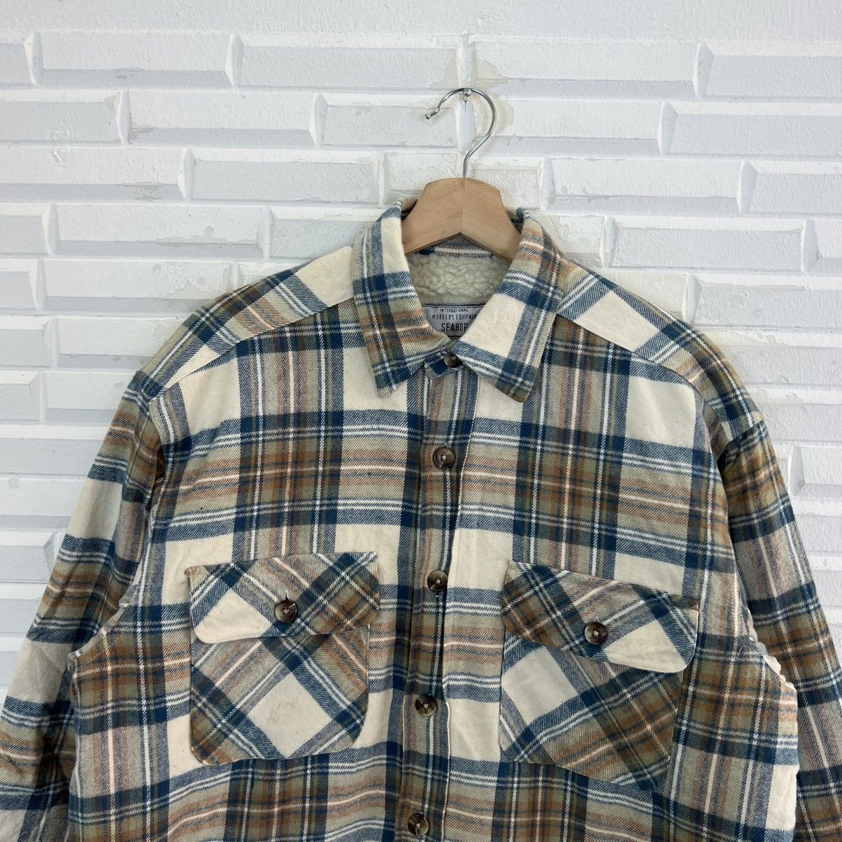 RARE VINTAGE SEAHOP FLANNEL JACKET TARTAN DESIGN WORKER WEAR