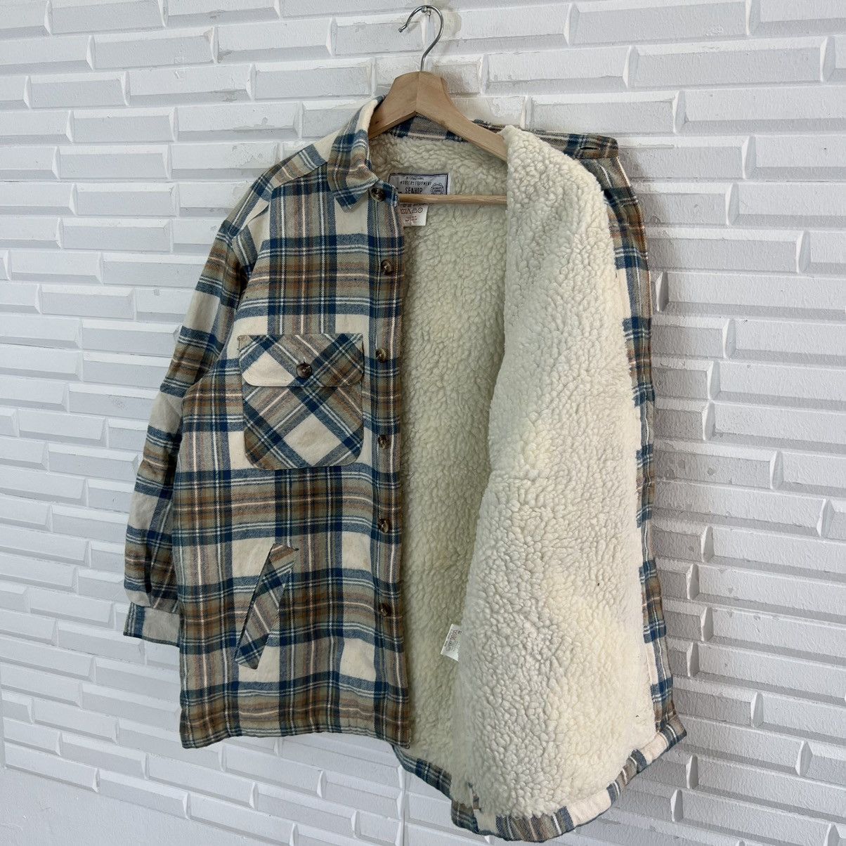 RARE VINTAGE SEAHOP FLANNEL JACKET TARTAN DESIGN WORKER WEAR