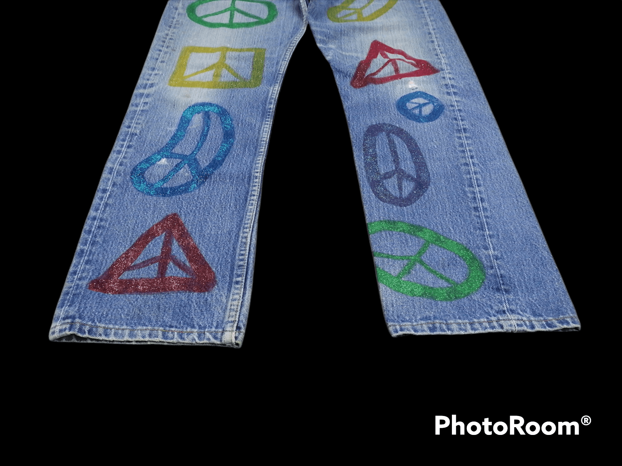 Levi's Vintage Clothing Vintage 80s Levi's 501 Peace Printed Denim Jeans Size US 31 - 2 Thumbnail
