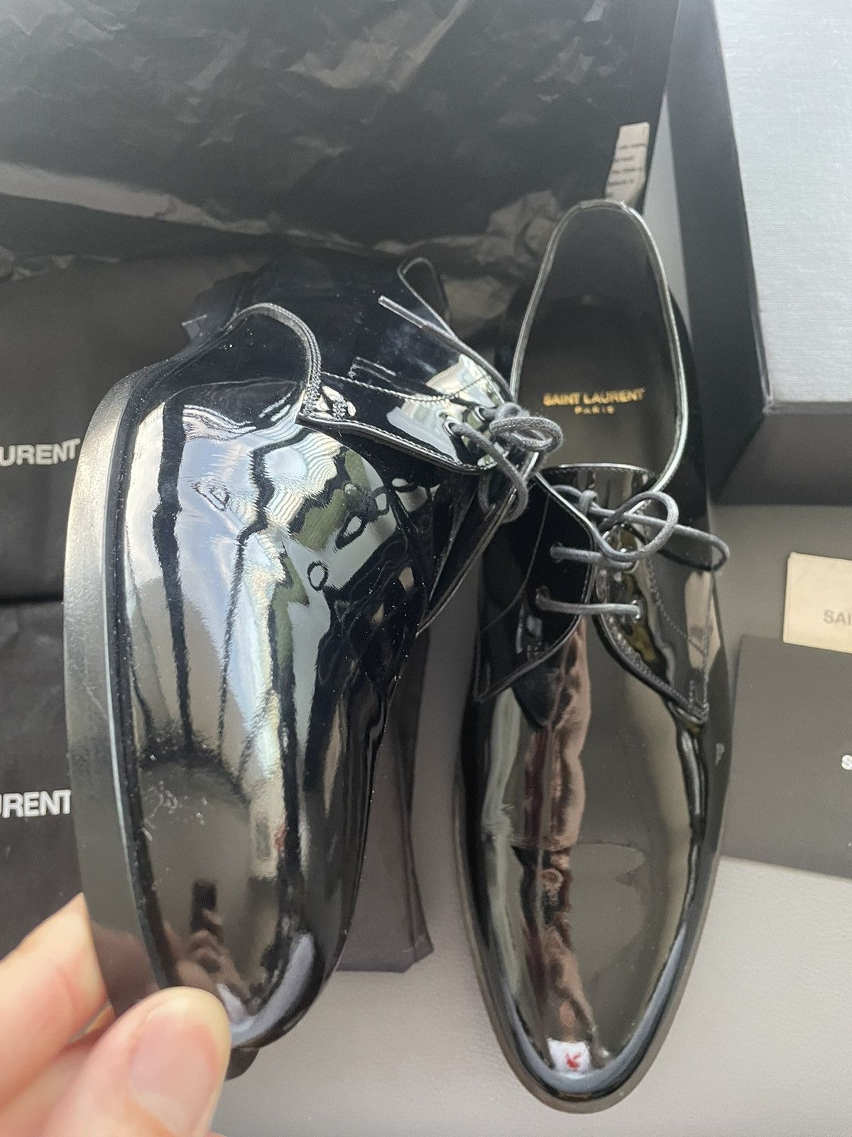Hedi Slimane × Saint Laurent Paris × Yves Saint Laurent Brand New Super Runway Limited Edition Leather Lace-up Shoes Size US 10 / EU 43 - 19 Thumbnail