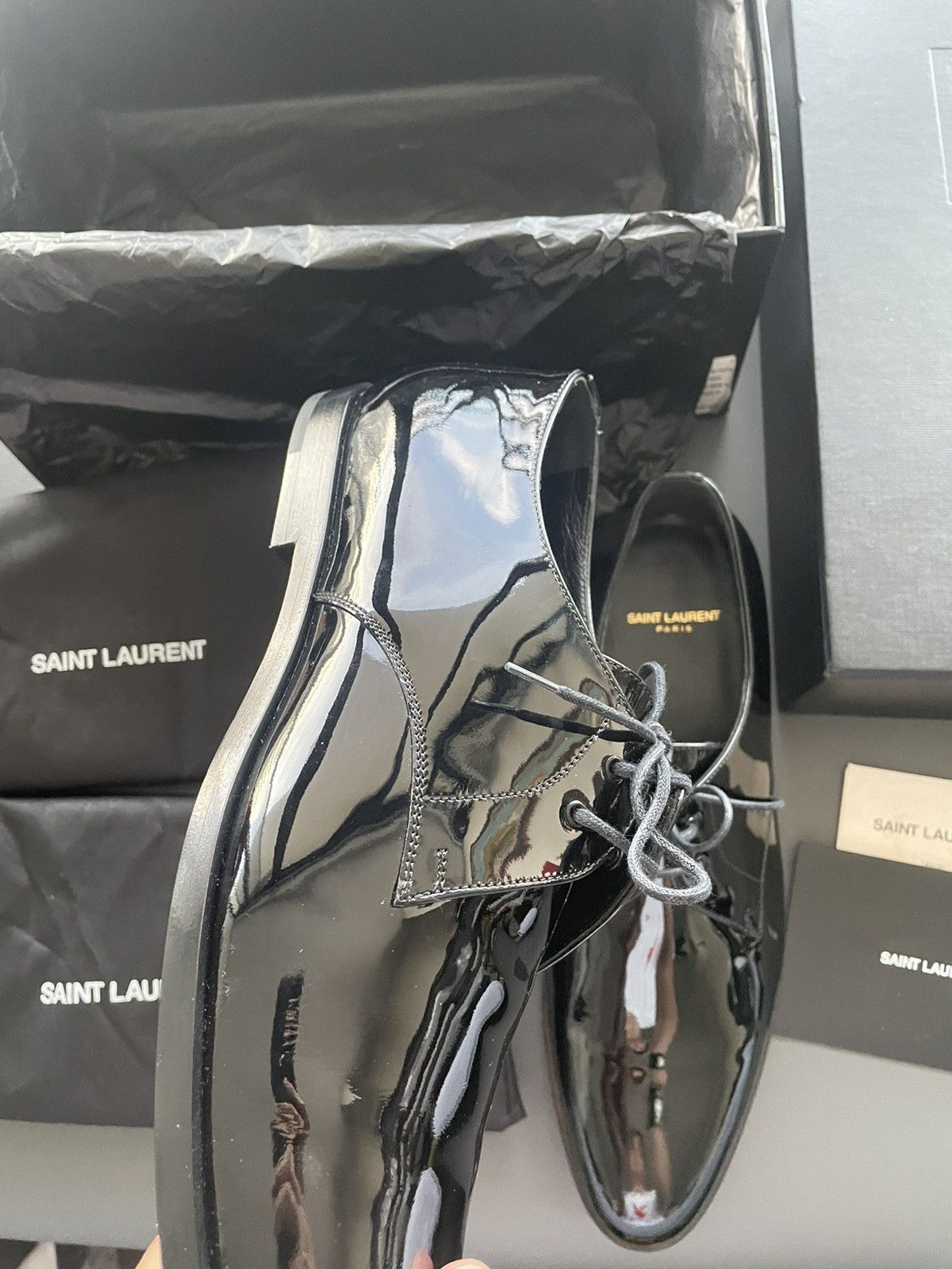Hedi Slimane × Saint Laurent Paris × Yves Saint Laurent Brand New Super Runway Limited Edition Leather Lace-up Shoes Size US 10 / EU 43 - 21 Thumbnail
