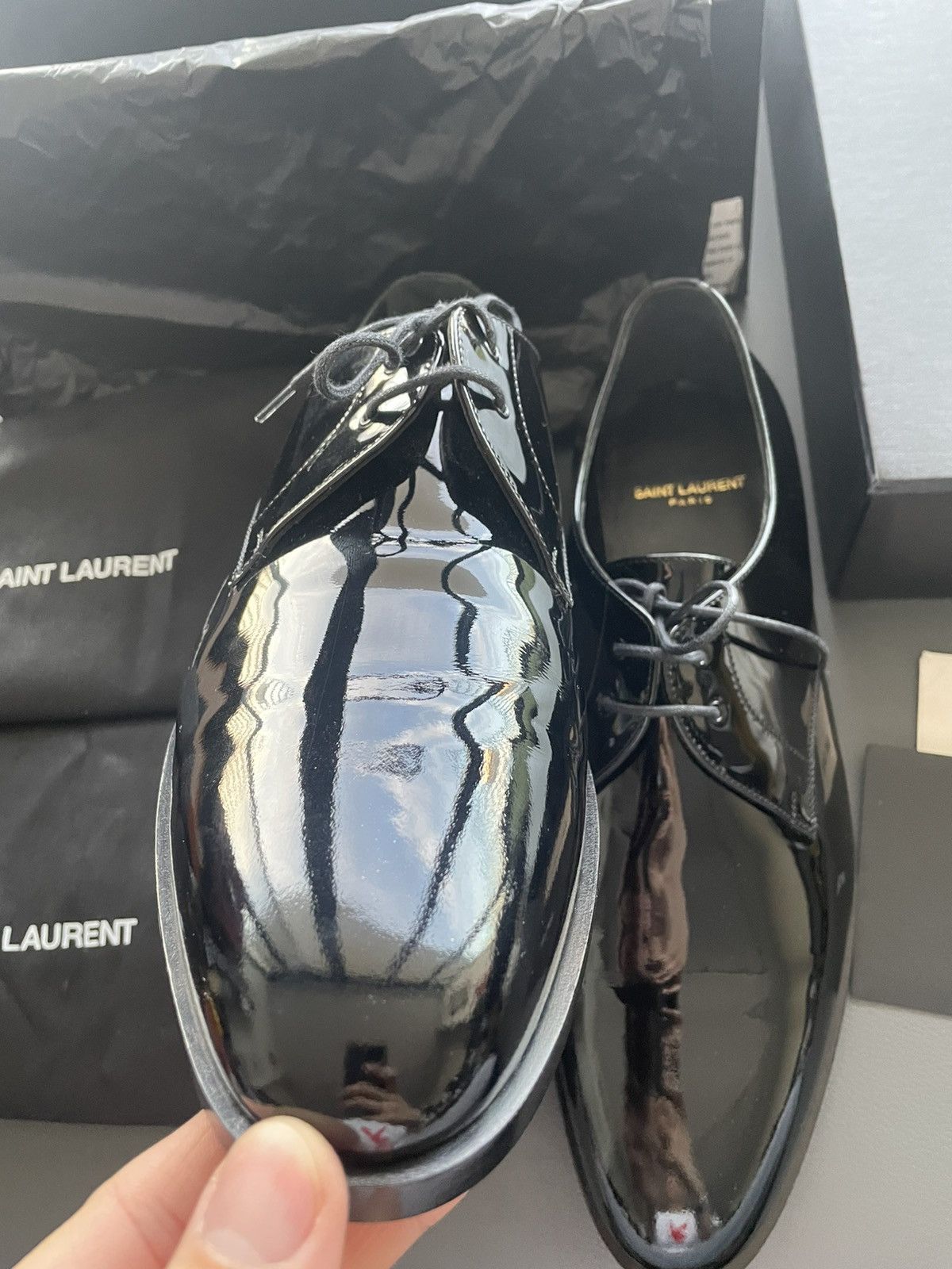 Hedi Slimane × Saint Laurent Paris × Yves Saint Laurent Brand New Super Runway Limited Edition Leather Lace-up Shoes Size US 10 / EU 43 - 8 Thumbnail