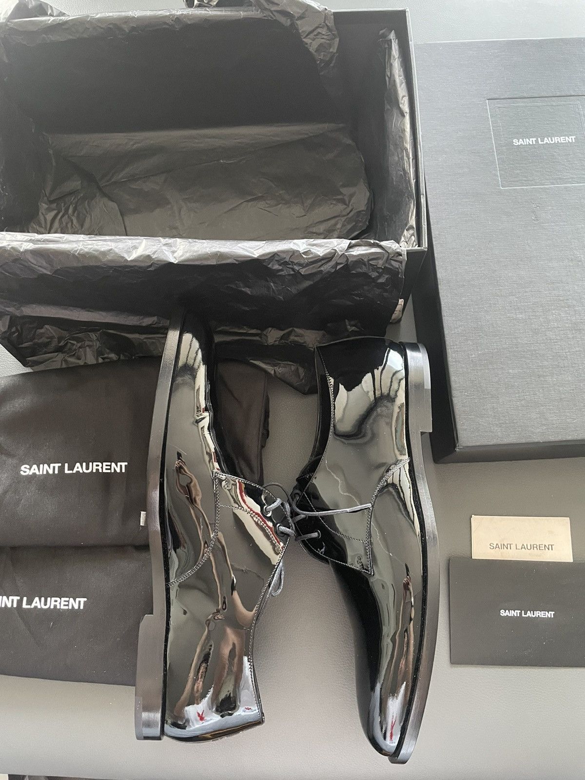 Hedi Slimane × Saint Laurent Paris × Yves Saint Laurent Brand New Super Runway Limited Edition Leather Lace-up Shoes Size US 10 / EU 43 - 4 Thumbnail