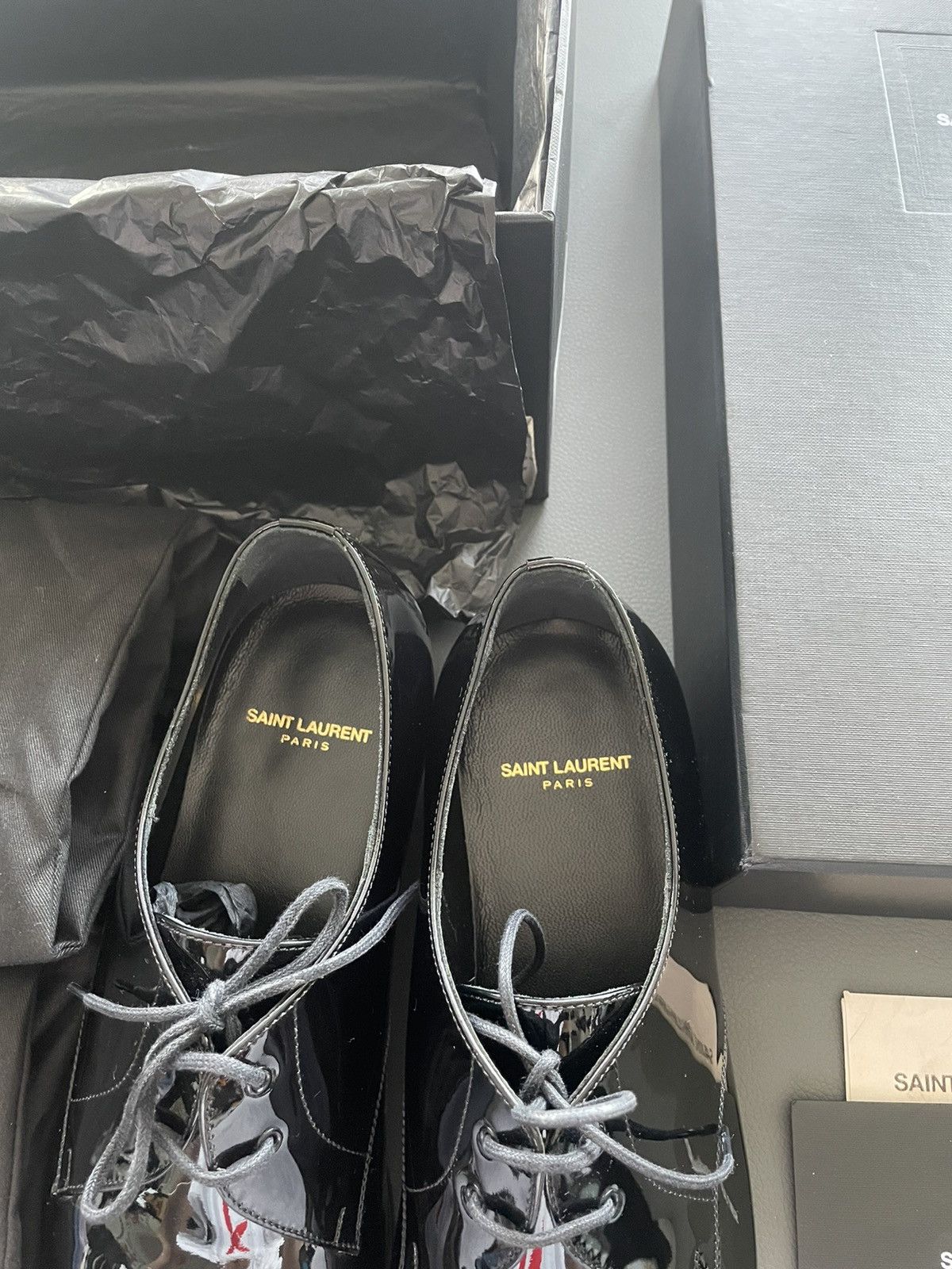 Hedi Slimane × Saint Laurent Paris × Yves Saint Laurent Brand New Super Runway Limited Edition Leather Lace-up Shoes Size US 10 / EU 43 - 12 Thumbnail