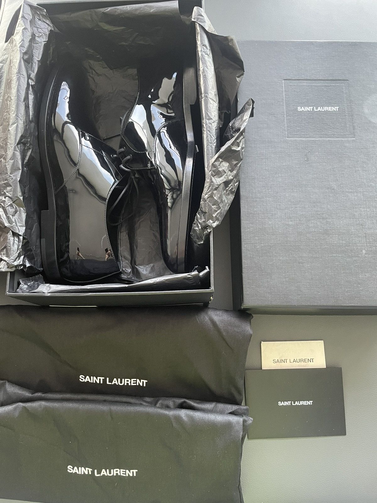 Hedi Slimane × Saint Laurent Paris × Yves Saint Laurent Brand New Super Runway Limited Edition Leather Lace-up Shoes Size US 10 / EU 43 - 5 Thumbnail