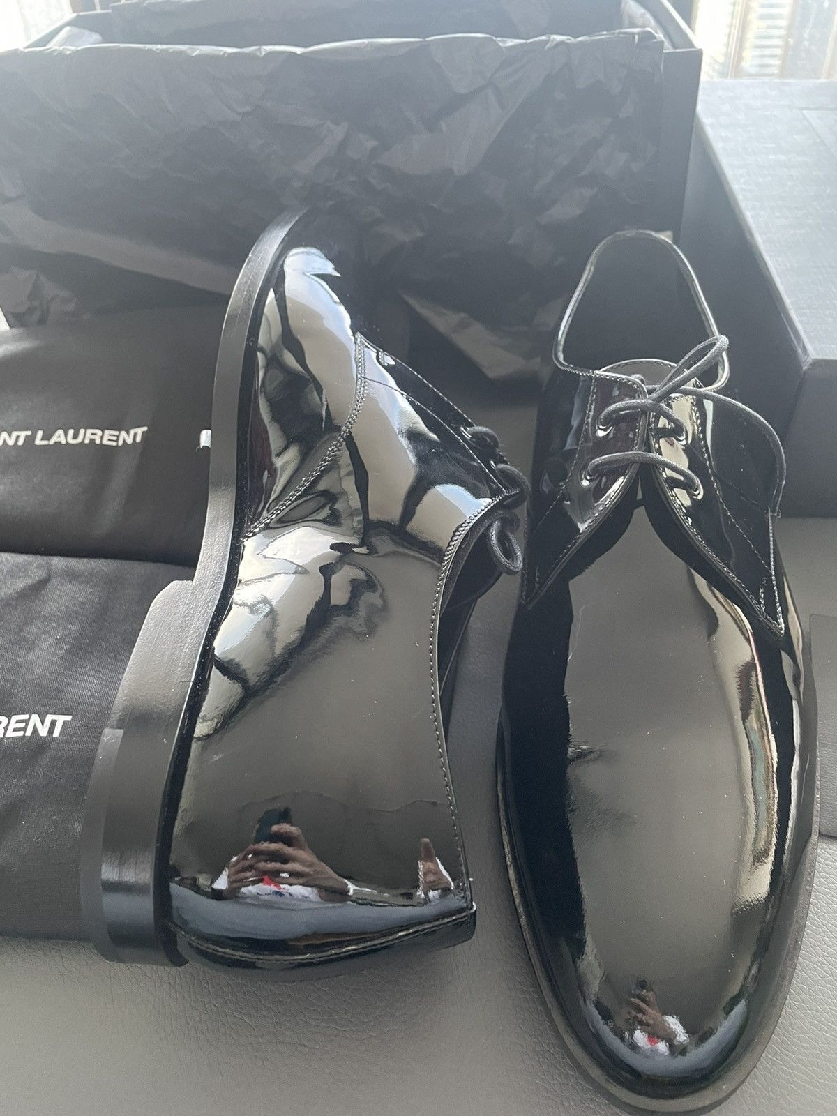 Hedi Slimane × Saint Laurent Paris × Yves Saint Laurent Brand New Super Runway Limited Edition Leather Lace-up Shoes Size US 10 / EU 43 - 23 Thumbnail