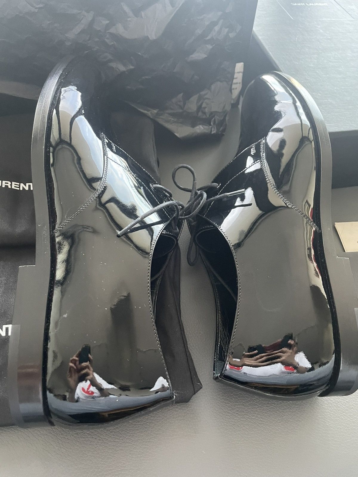Hedi Slimane × Saint Laurent Paris × Yves Saint Laurent Brand New Super Runway Limited Edition Leather Lace-up Shoes Size US 10 / EU 43 - 22 Thumbnail
