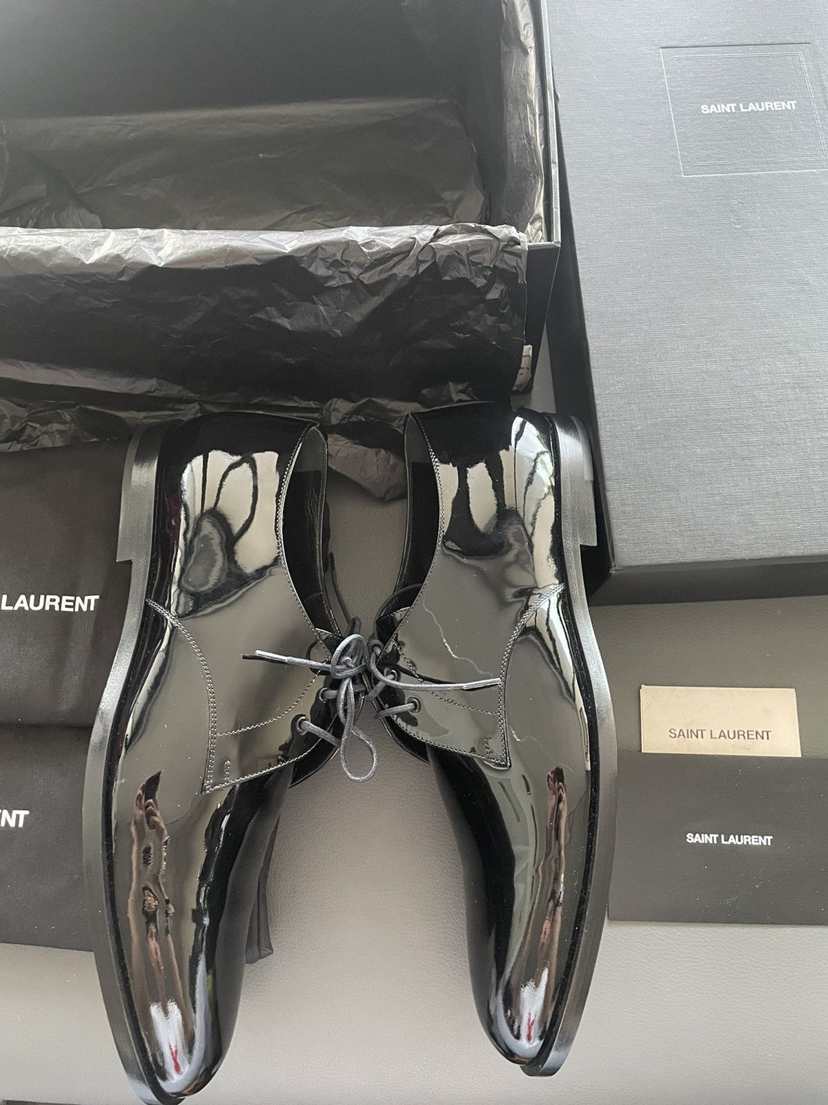 Hedi Slimane × Saint Laurent Paris × Yves Saint Laurent Brand New Super Runway Limited Edition Leather Lace-up Shoes Size US 10 / EU 43 - 3 Thumbnail