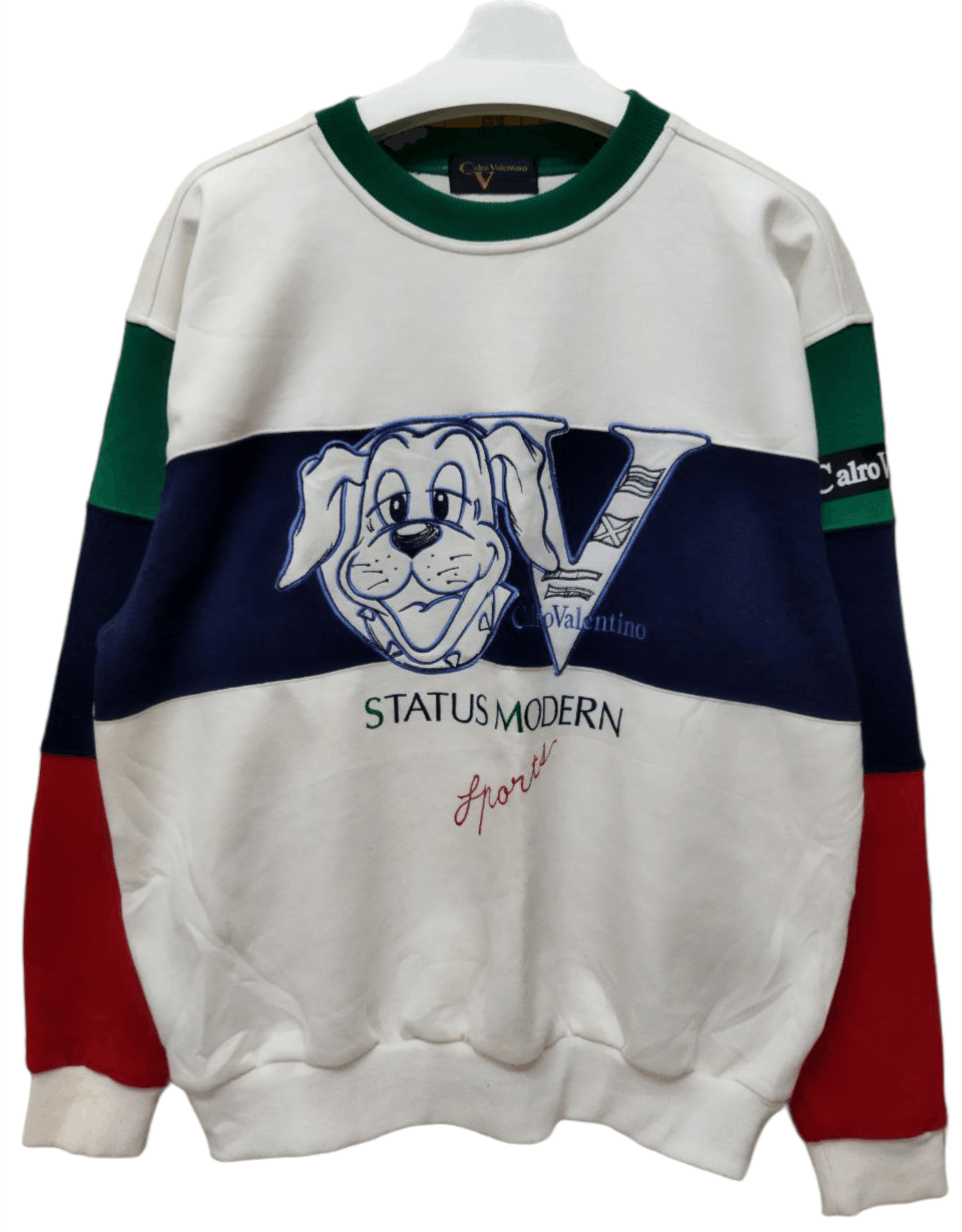 Japanese Brand Vintage CALRO VALENTINO Big Logo Spell Out Sweatshirt Size US L / EU 52-54 / 3 - 1 Thumbnail