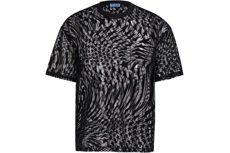 Mugler H&M Swirling Star Mesh T-shirt Mens size M