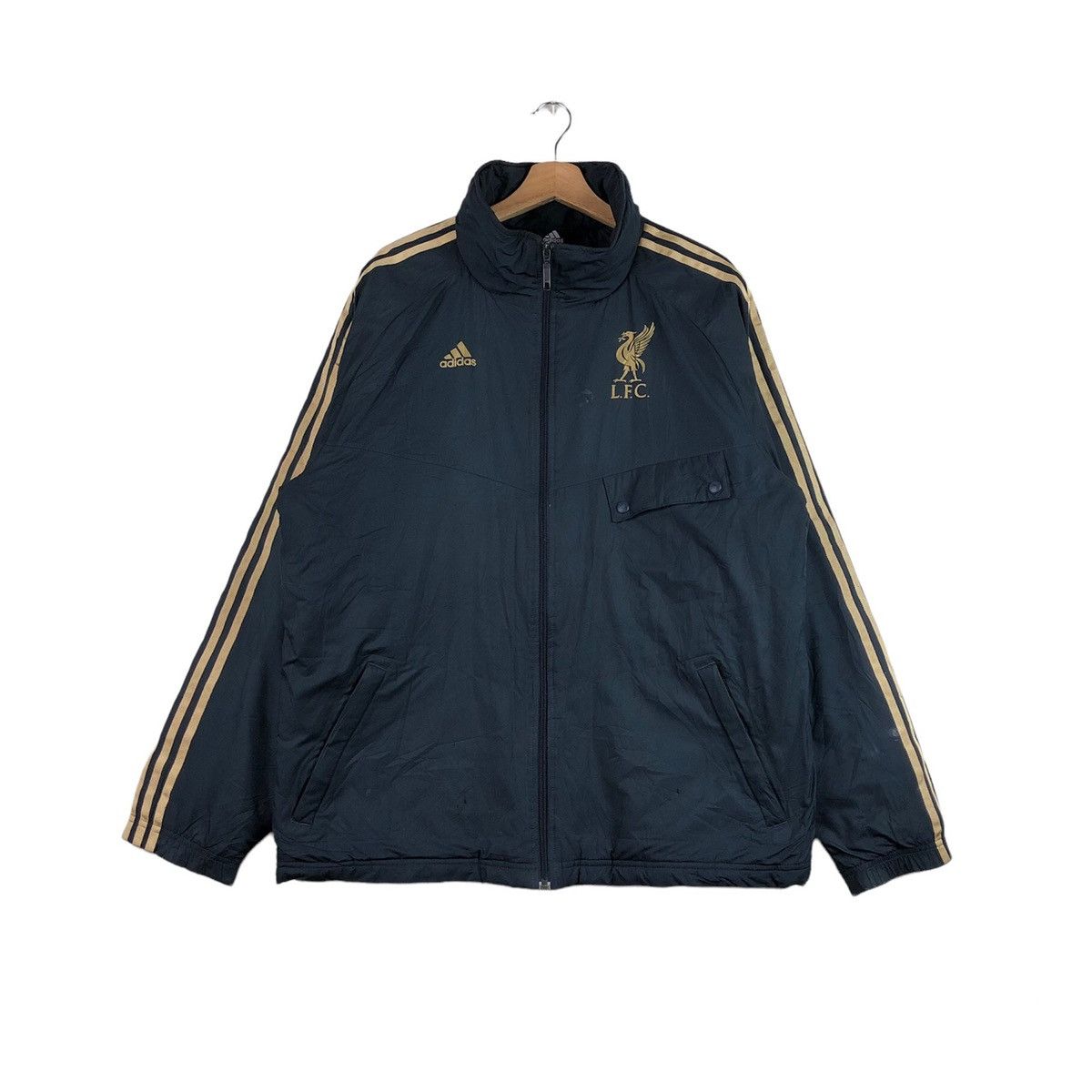 image of Adidas x Liverpool VTG Y2K Liverpool Fc Black & Gold Jacket Blockcore, Men's (Size Large)