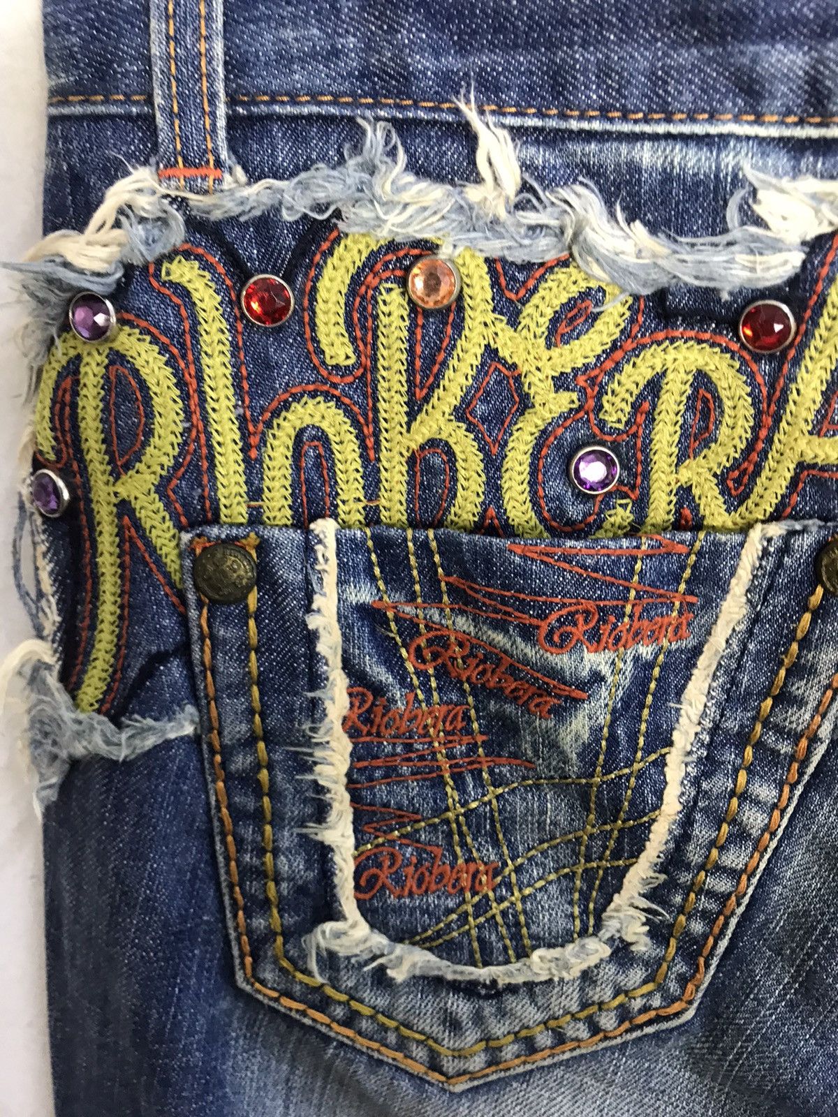Japanese Brand Riobera Jeans Japan Denim Embroidery Art Logo Size 29 30 Size 29" - 6 Thumbnail
