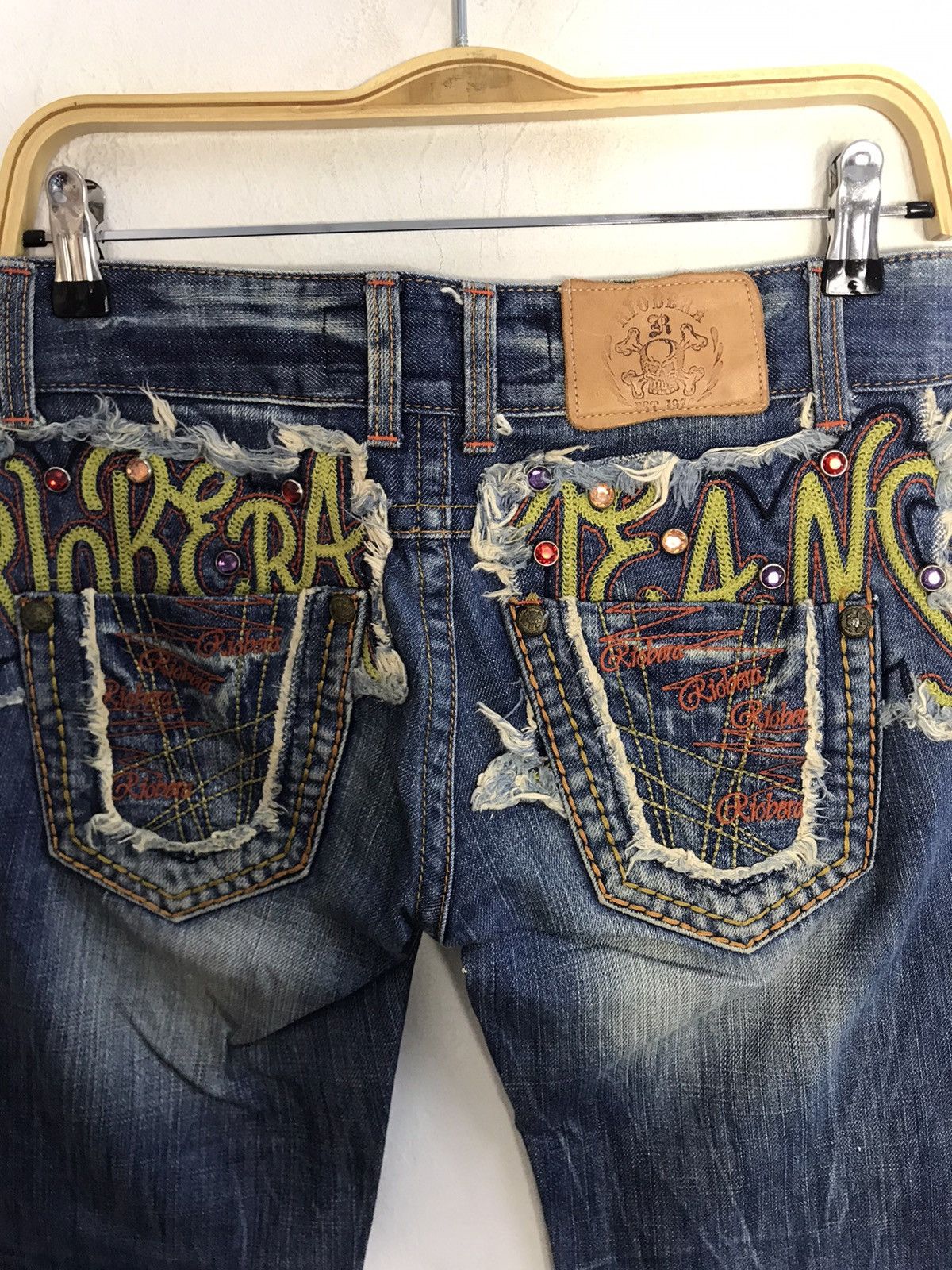 Japanese Brand Riobera Jeans Japan Denim Embroidery Art Logo Size 29 30 Size 29" - 4 Thumbnail