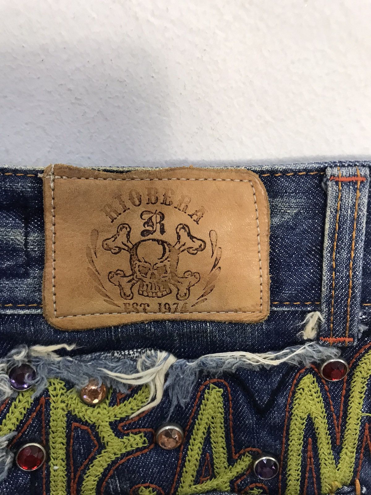 Japanese Brand Riobera Jeans Japan Denim Embroidery Art Logo Size 29 30 Size 29" - 7 Thumbnail