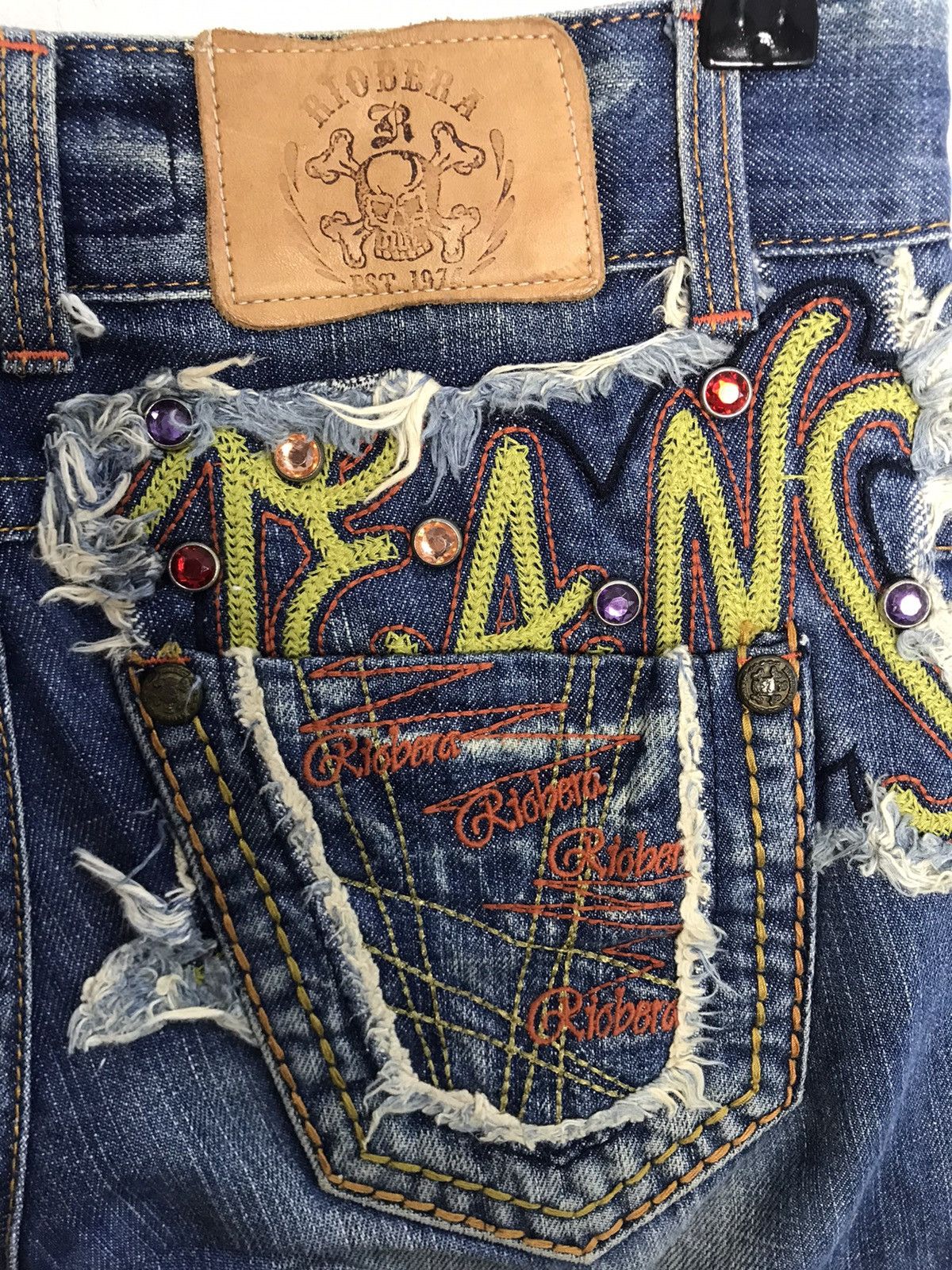 Japanese Brand Riobera Jeans Japan Denim Embroidery Art Logo Size 29 30 Size 29" - 5 Thumbnail