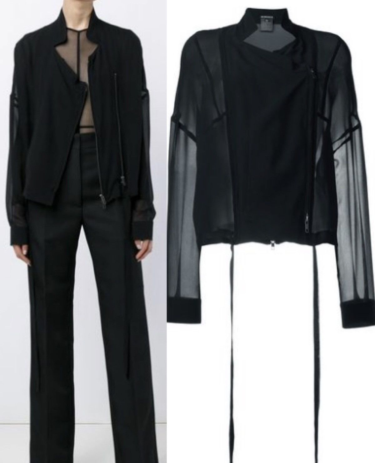 image of Ann Demeulemeester Sheer Jacket in Black, Women's (Size XS)