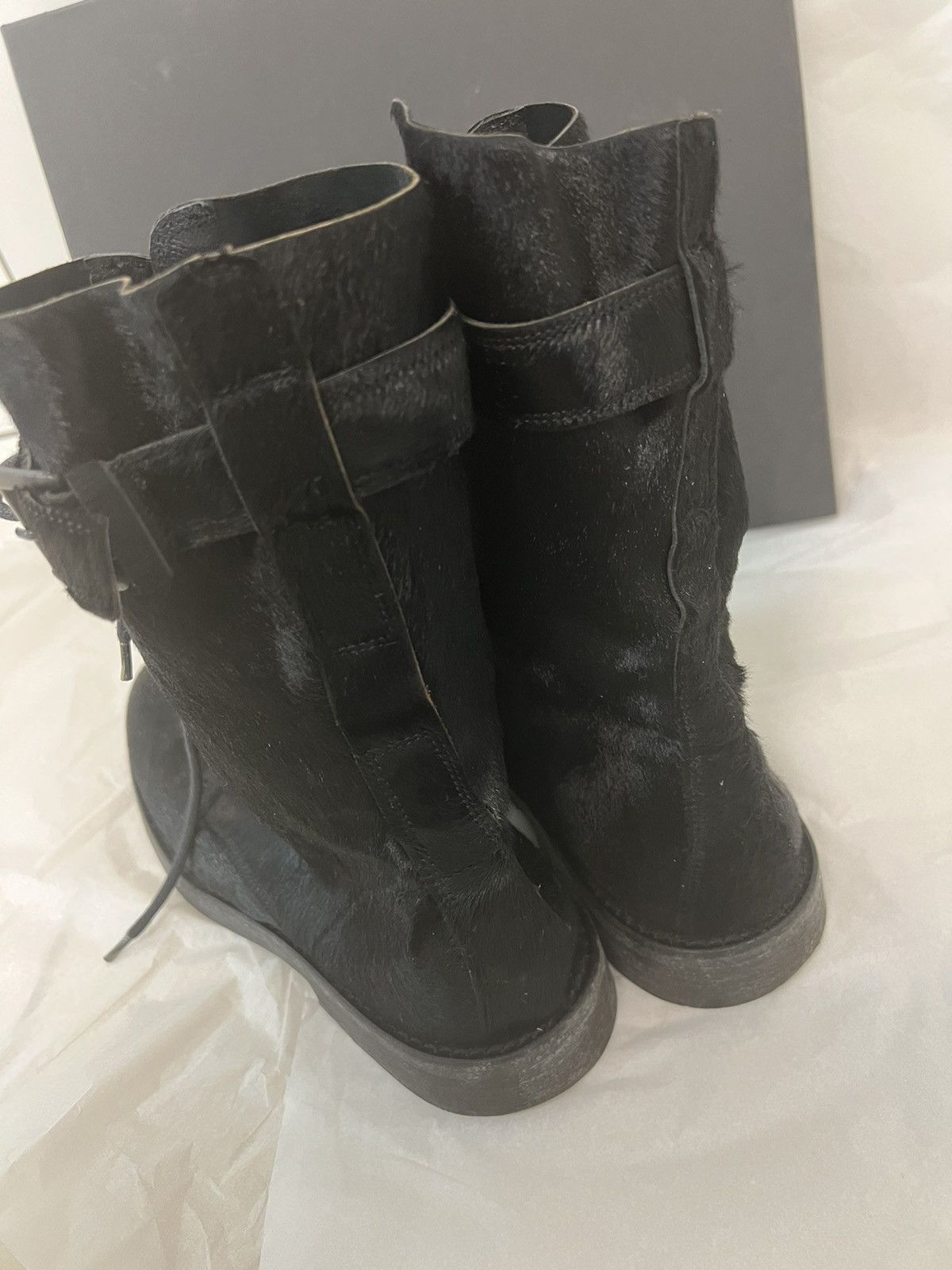 Ann Demeulemeester 🔥 Rare!! 2000’s Ann Demeulemeester Pony hair lace up Boots Size US 9 / IT 39 - 5 Thumbnail