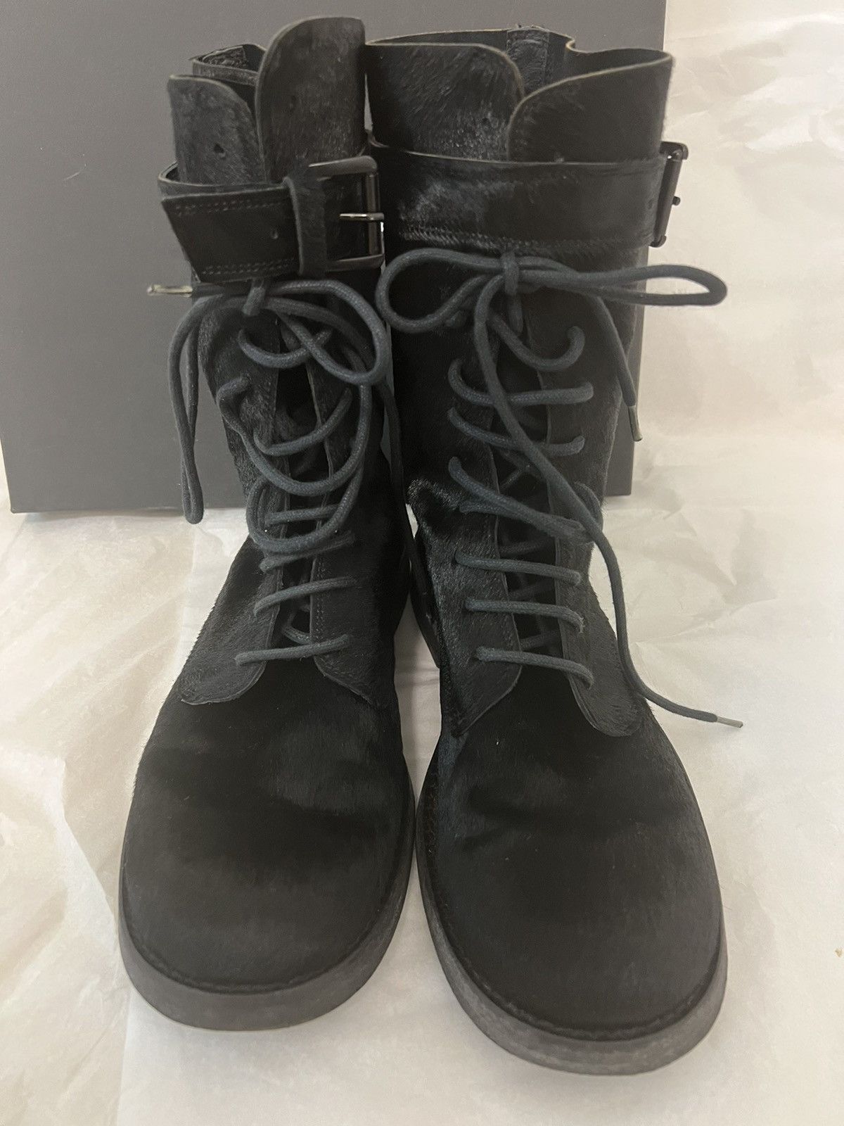 Ann Demeulemeester 🔥 Rare!! 2000’s Ann Demeulemeester Pony hair lace up Boots Size US 9 / IT 39 - 4 Thumbnail