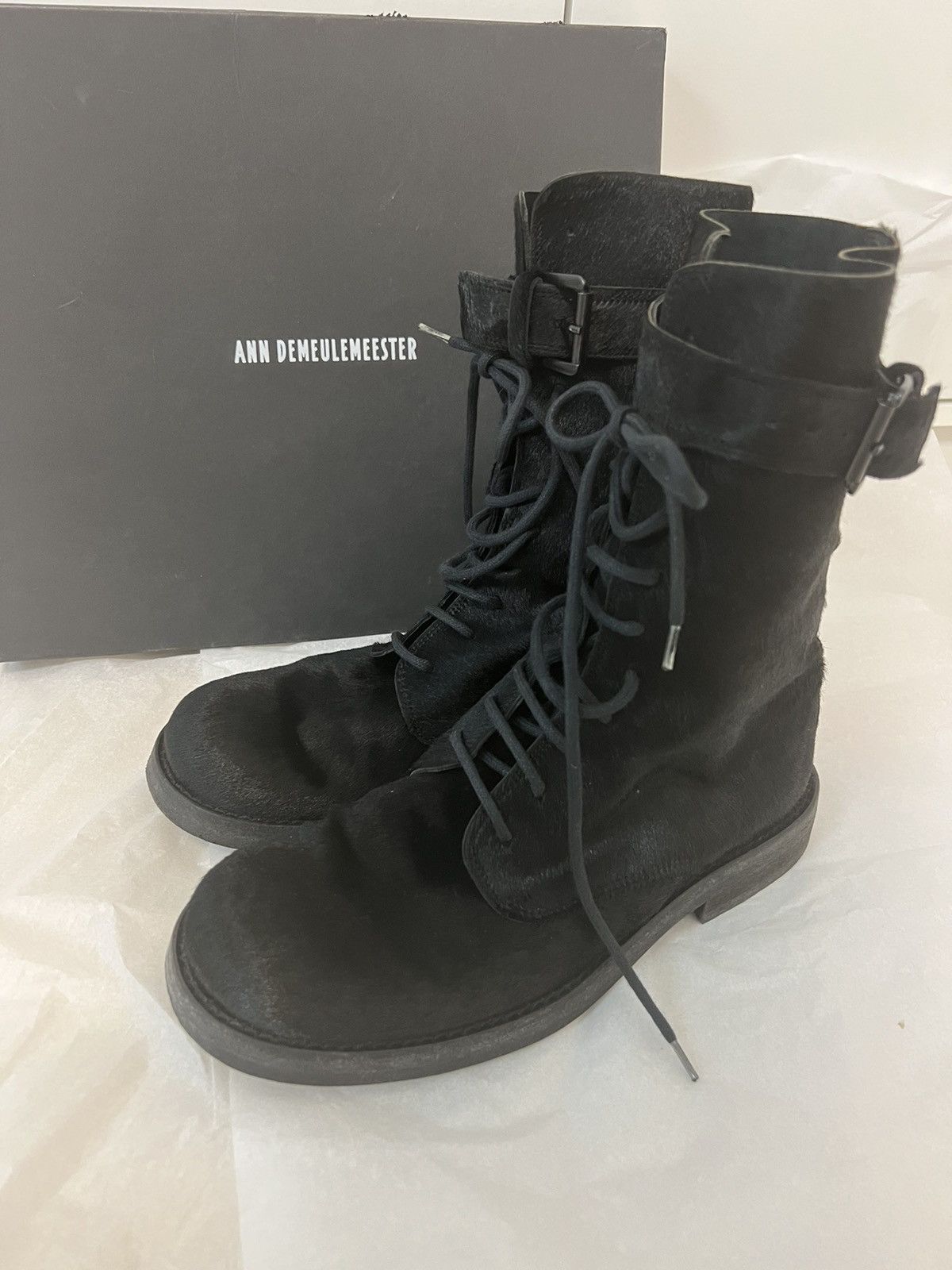 🔥 Rare!! 2000’s Ann Demeulemeester Pony hair lace up Boots