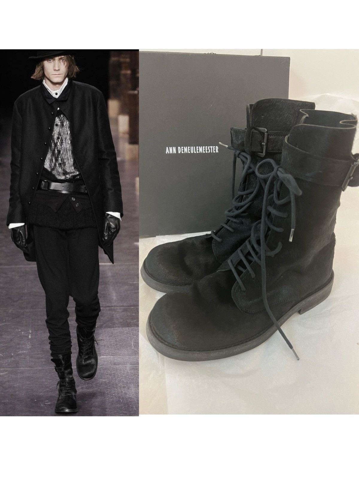 Ann Demeulemeester 🔥 Rare!! 2000’s Ann Demeulemeester Pony hair lace up Boots Size US 9 / IT 39 - 3 Thumbnail