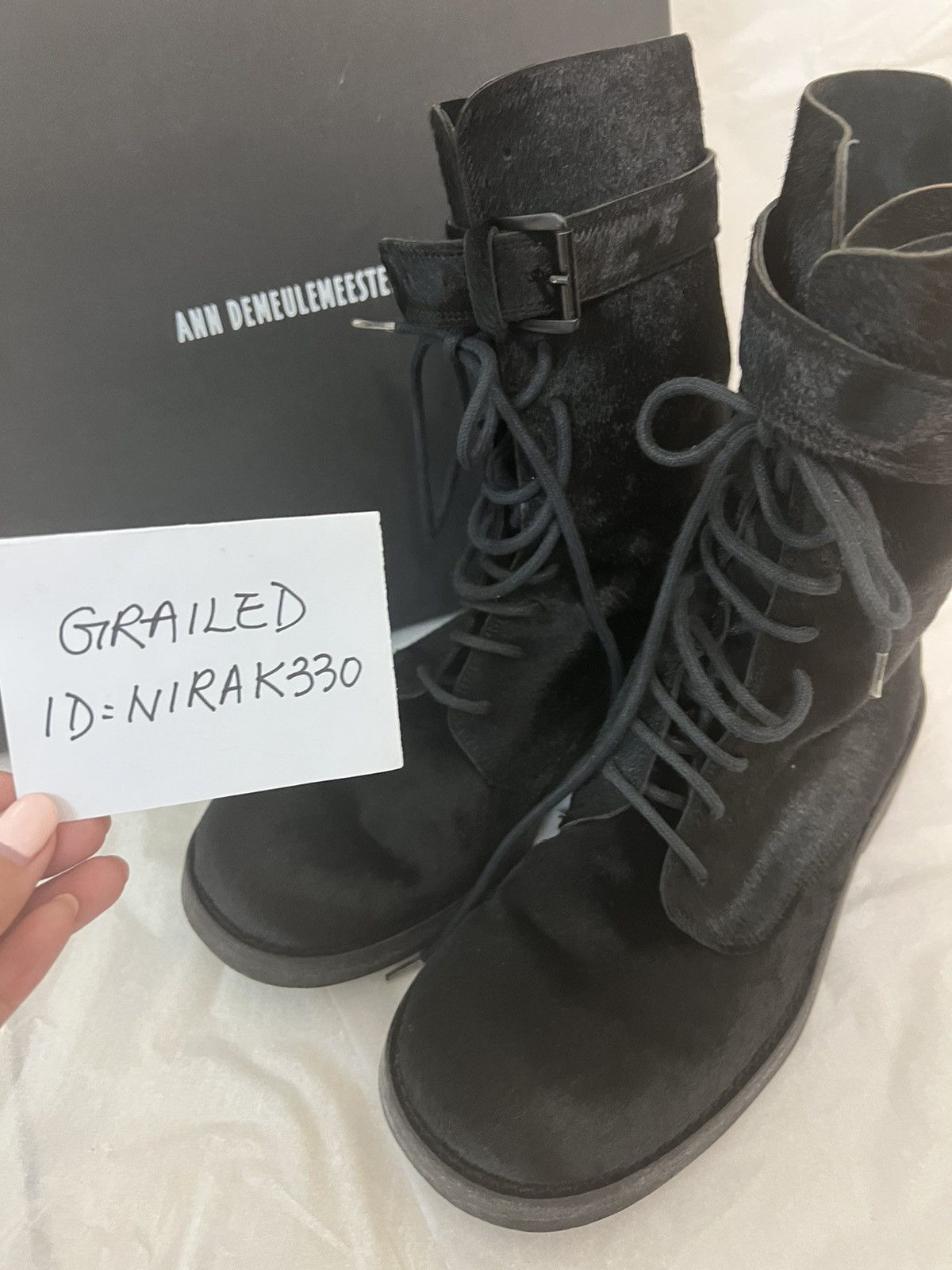 Ann Demeulemeester 🔥 Rare!! 2000’s Ann Demeulemeester Pony hair lace up Boots Size US 9 / IT 39 - 10 Thumbnail
