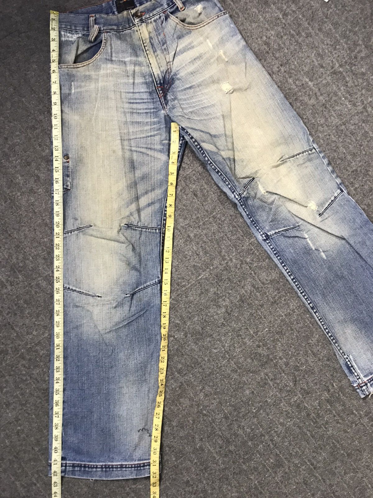 Energie Energie Double Knee Style Distressed Faded Denim Jeans Size US 29 - 10 Thumbnail