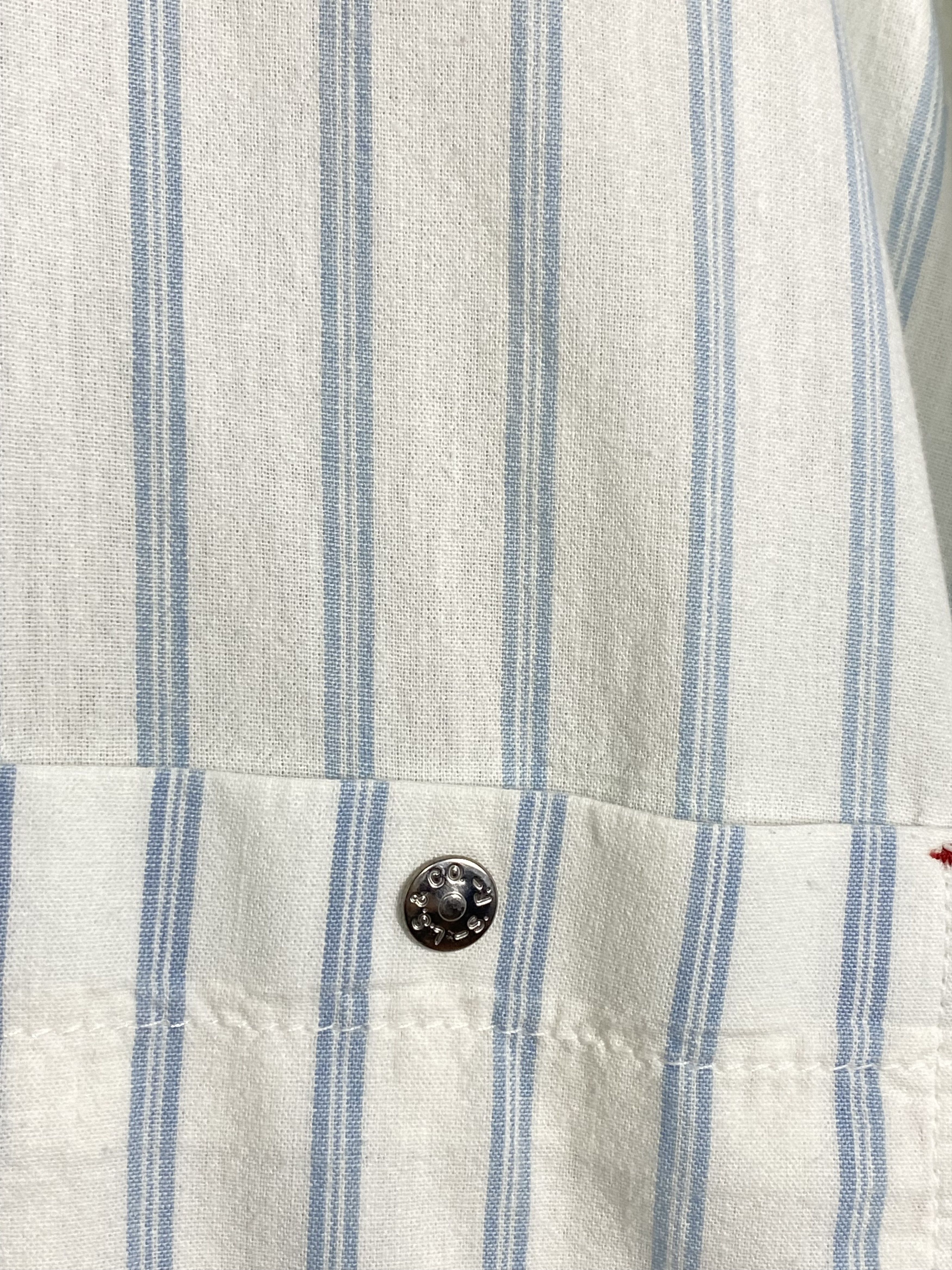 Levi's 1970s Vintage LEVIS White Tab Striped Real Indigo Shirt Size US XL / EU 56 / 4 - 4 Thumbnail