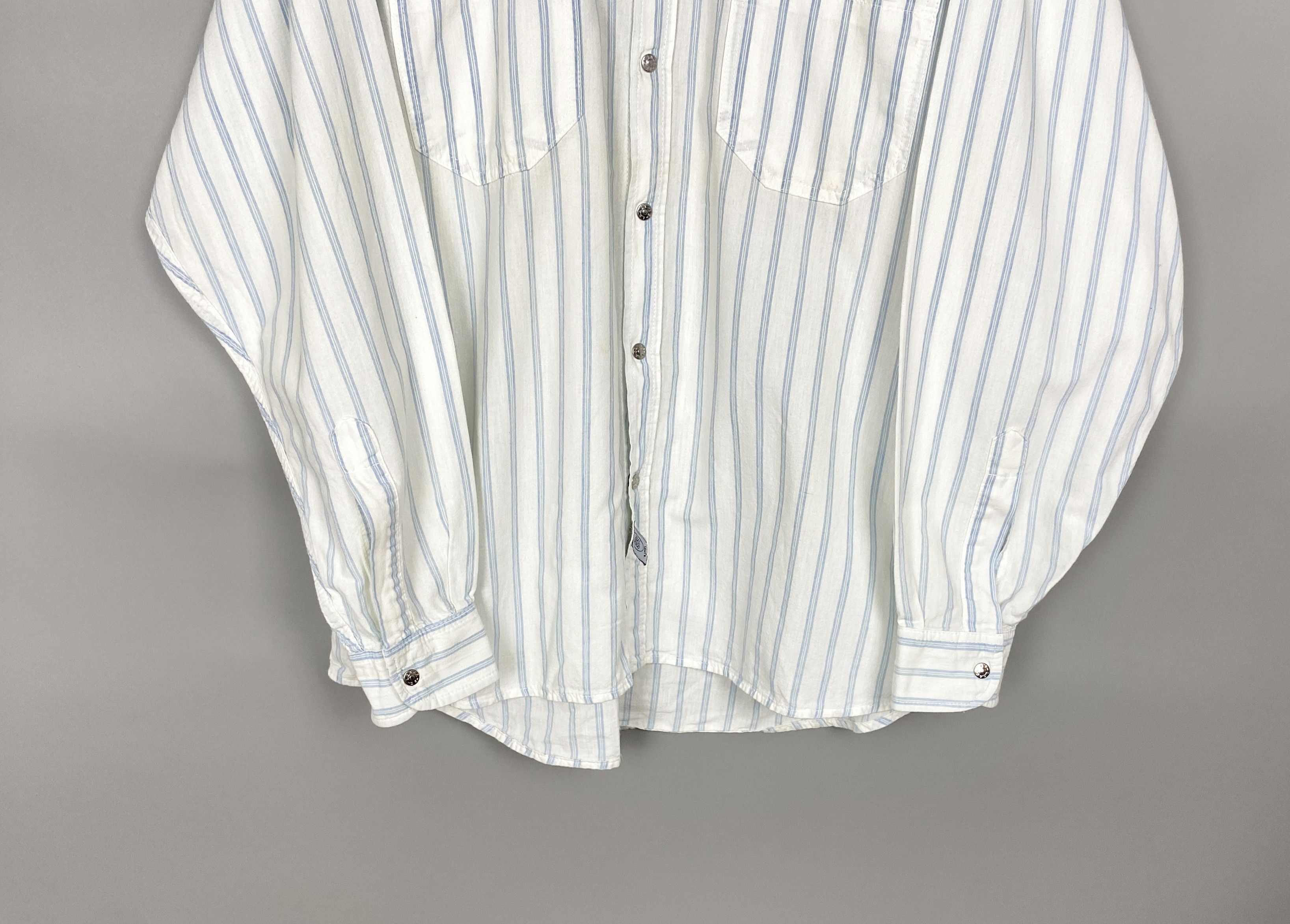 Levi's 1970s Vintage LEVIS White Tab Striped Real Indigo Shirt Size US XL / EU 56 / 4 - 6 Thumbnail