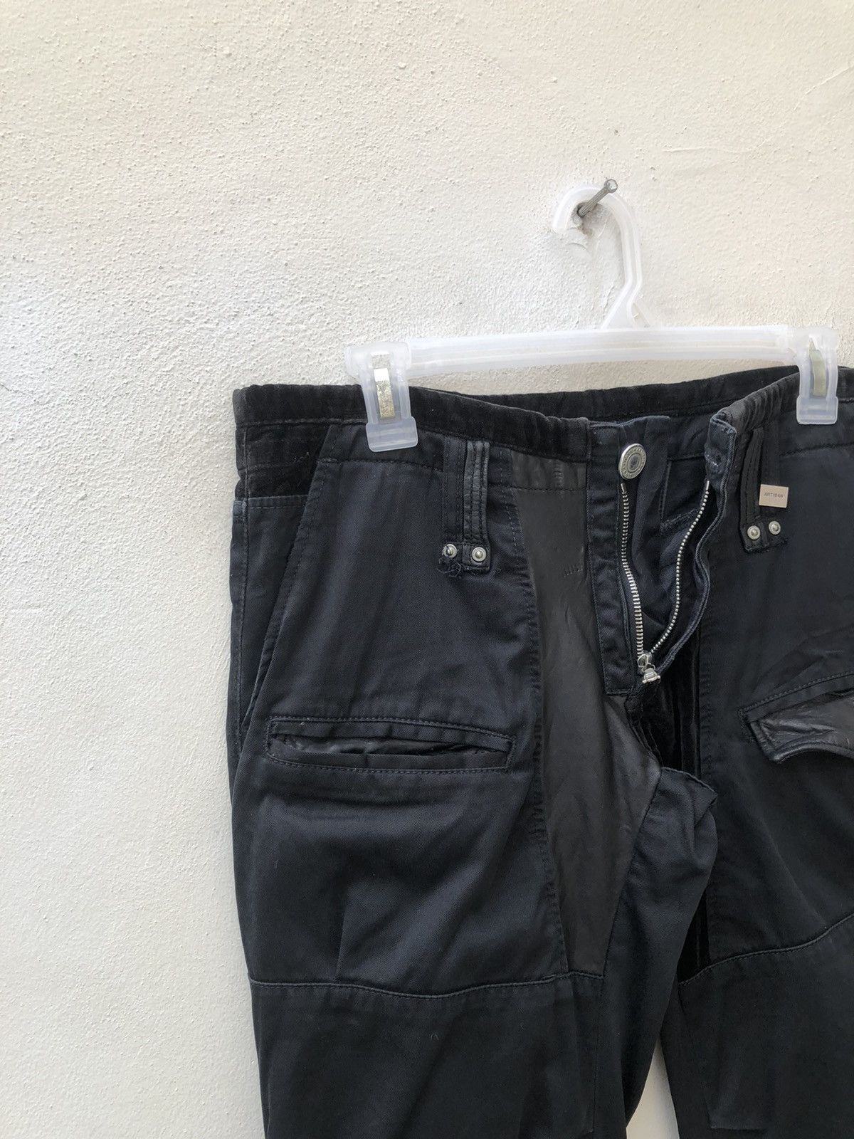 Vintage ARTISAN Japan Hybrid Leather Cotton Tactical Trouser Pant Size US 30 / EU 46 - 6 Thumbnail