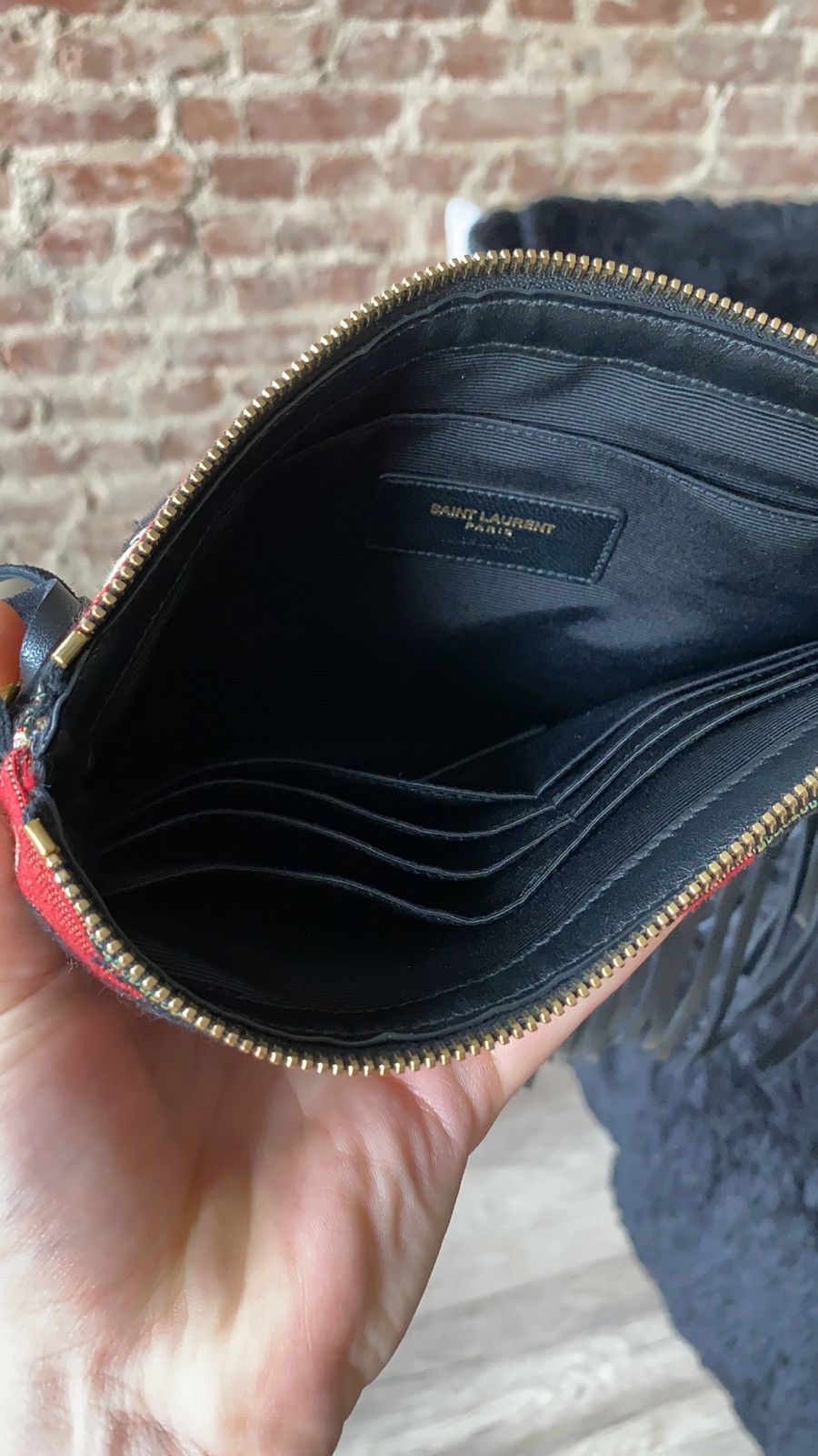 Hedi Slimane × Saint Laurent Paris × Yves Saint Laurent Saint Laurent Fringe Clutch Size ONE SIZE - 5 Thumbnail