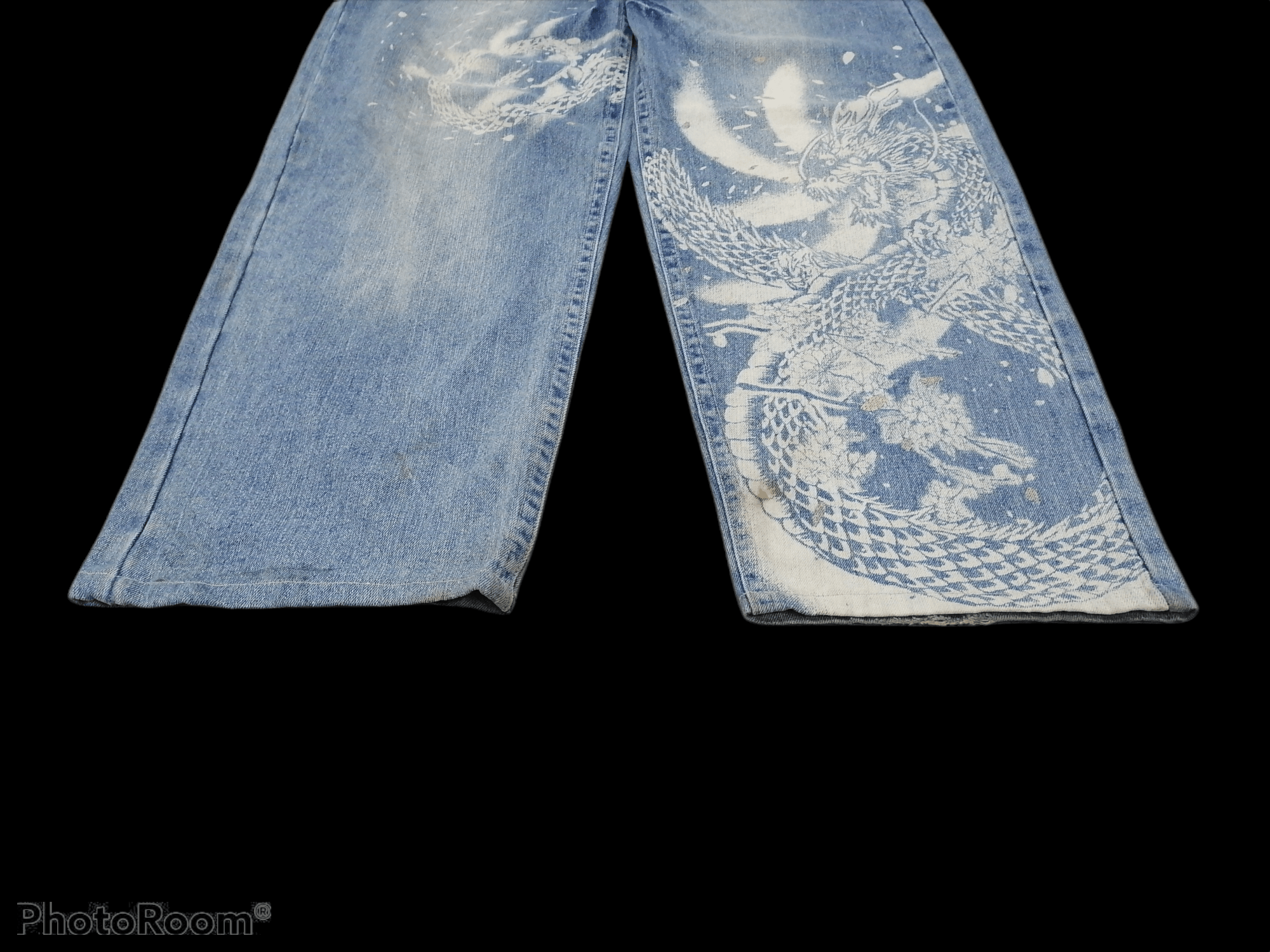 Other Dragon Art Printed Buden Distressed Denim Pants Big Size Size US 39 - 4 Thumbnail