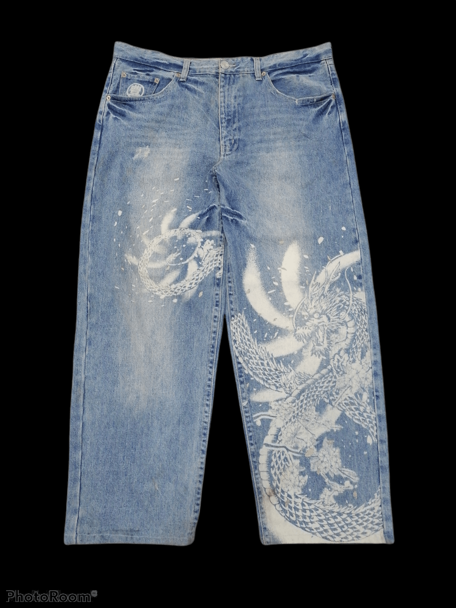 Other Dragon Art Printed Buden Distressed Denim Pants Big Size Size US 39 - 1 Thumbnail