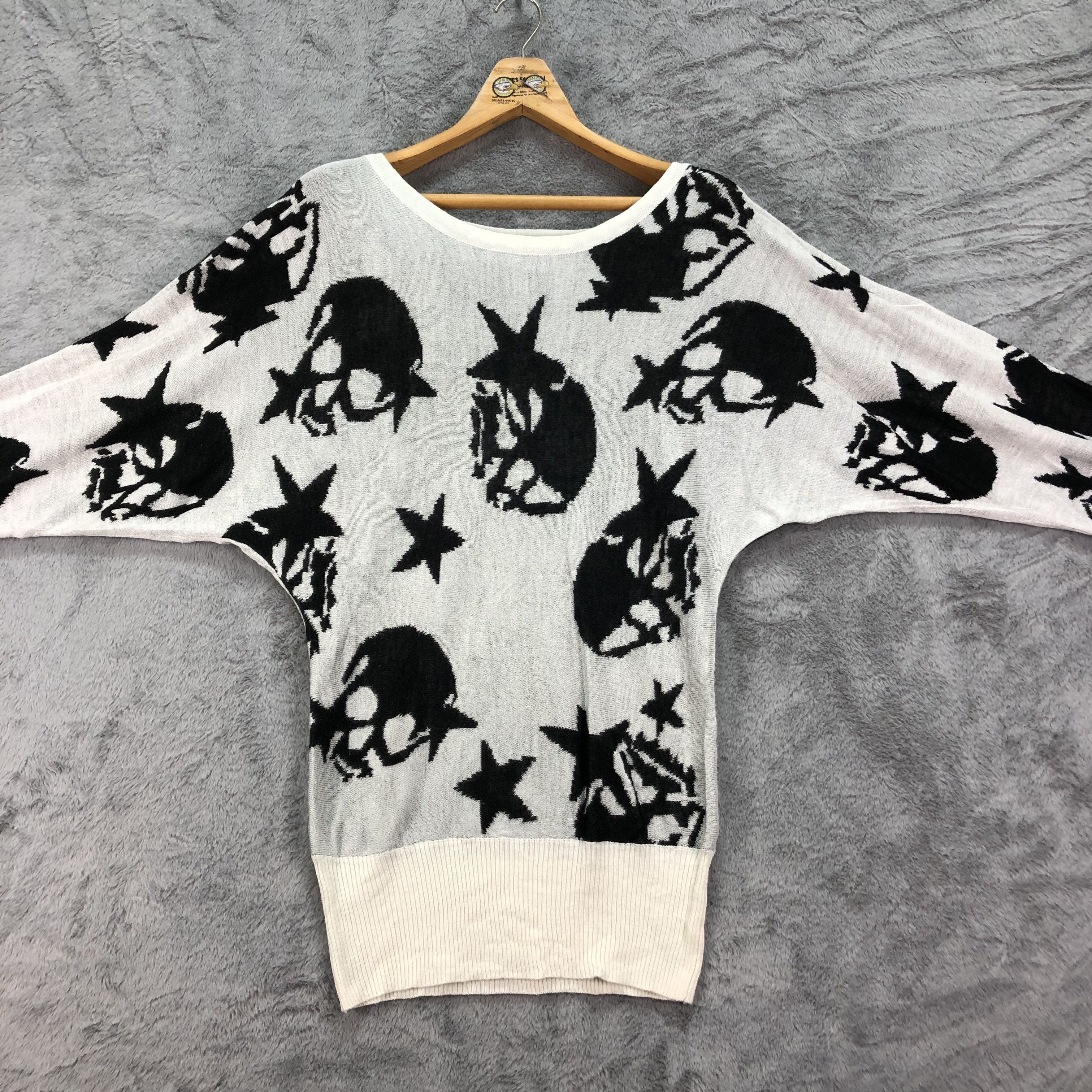 Japanese Brand Star Skulls Graphic Printed Sweater #4467-155 Size M / US 6-8 / IT 42-44 - 5 Thumbnail