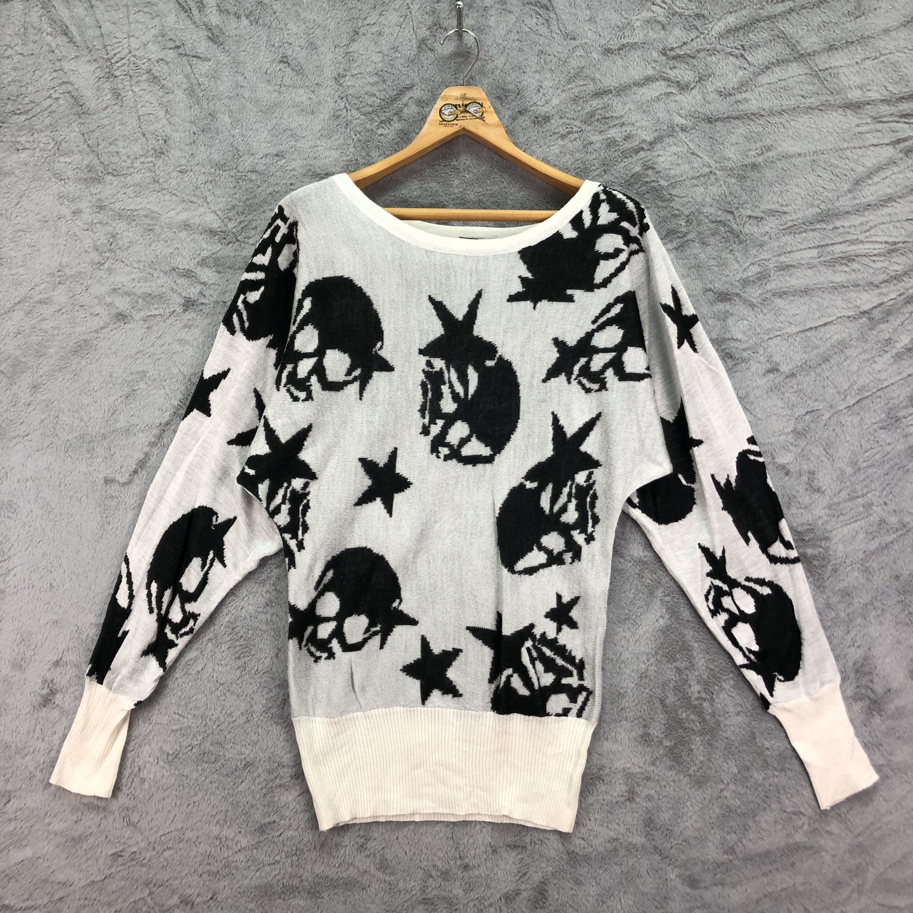 Japanese Brand Star Skulls Graphic Printed Sweater #4467-155 Size M / US 6-8 / IT 42-44 - 1 Thumbnail