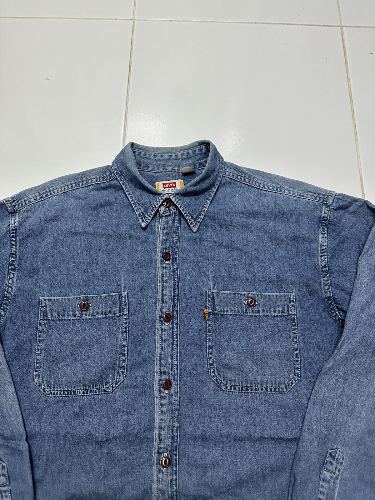 Levi's Vintage 90s Levi’s orentag denim shirts Size US L / EU 52-54 / 3 - 5 Thumbnail