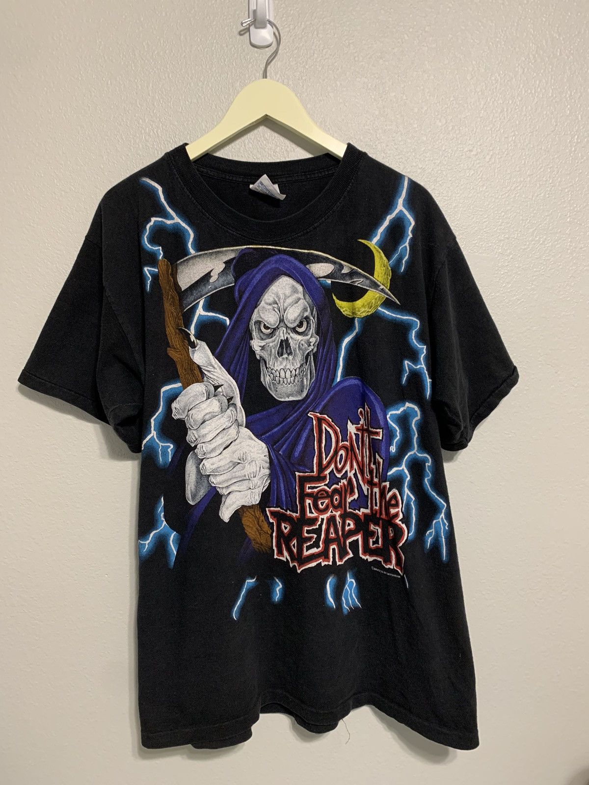 Image of Made In USA x Vintage American Thunder Reaper Tee in Black, Men's (Size XL)