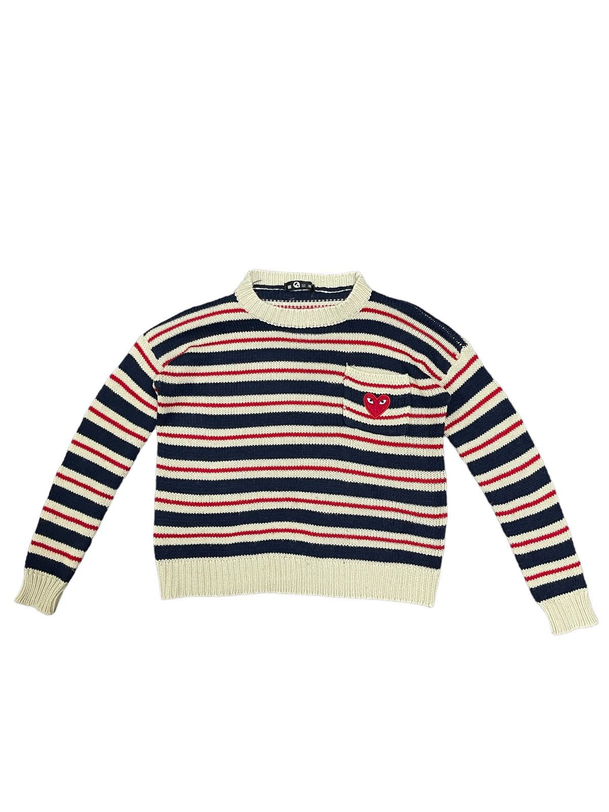 image of Japanese Designer Comme Des Garcons Style Knit Sweater in Navy, Women's (Size Small)